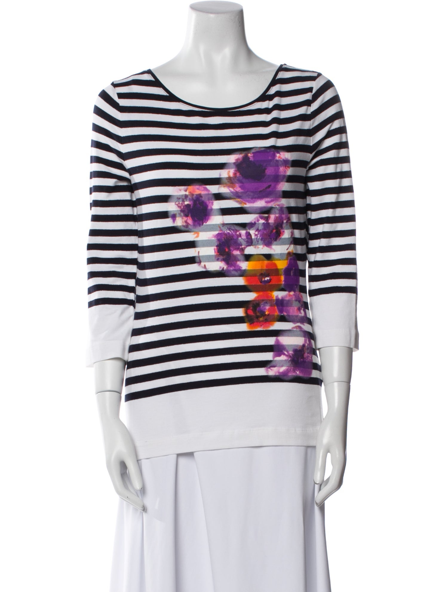 Escada Striped Scoop Neck T-Shirt