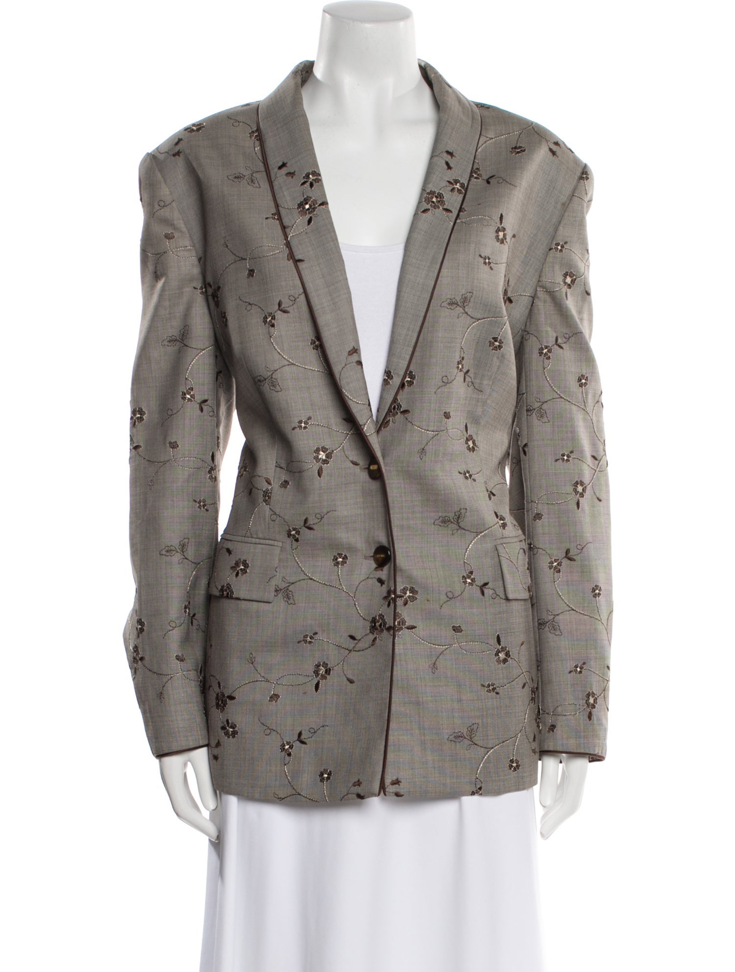 Escada Virgin Wool Floral Print Blazer