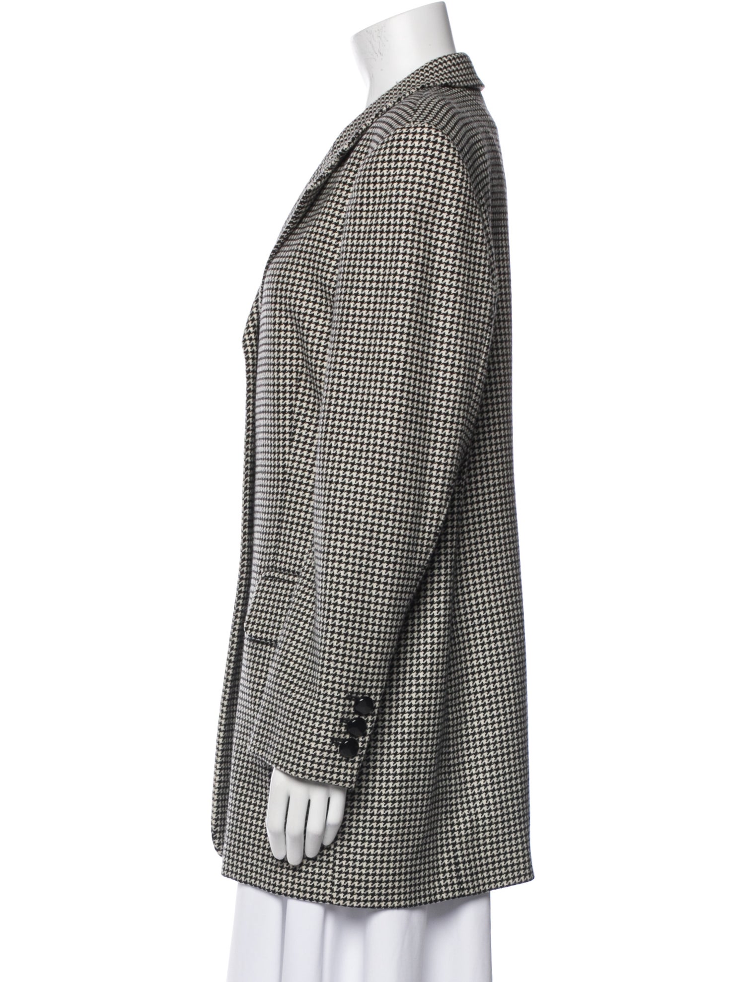 Escada Virgin Wool Houndstooth Print Peacoat