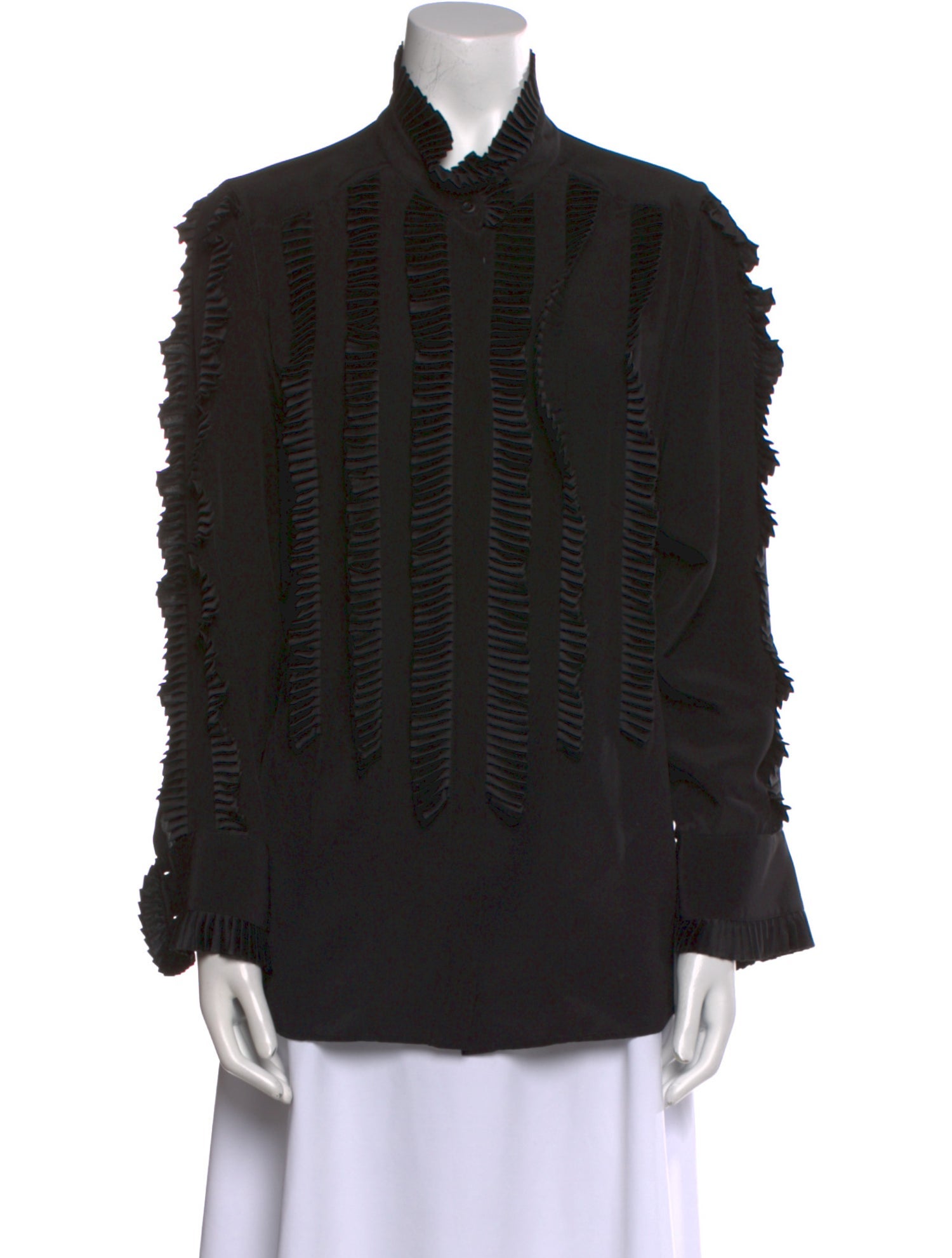 Escada Mock Neck Long Sleeve Blouse