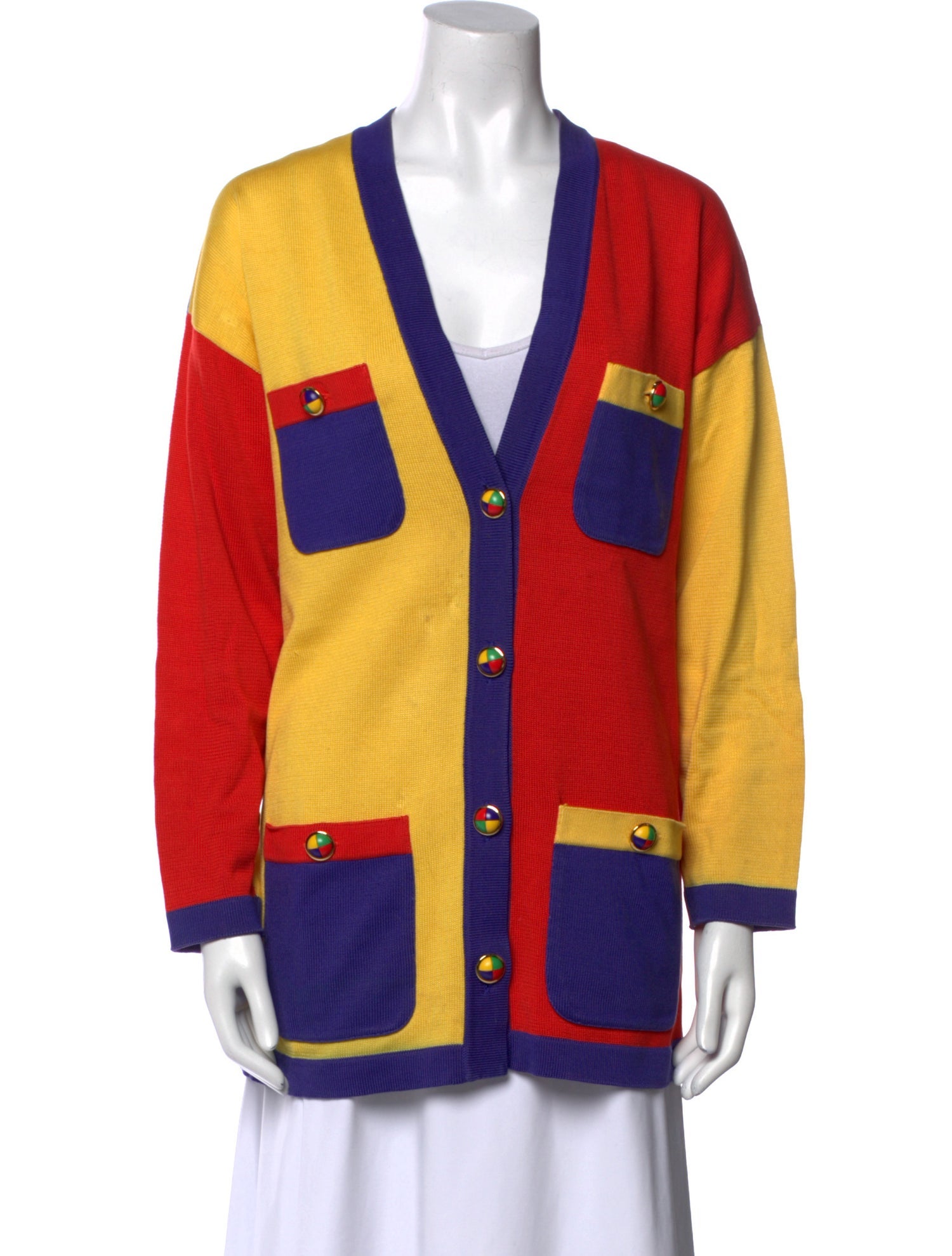 Escada Vintage Colorblock Pattern Sweater