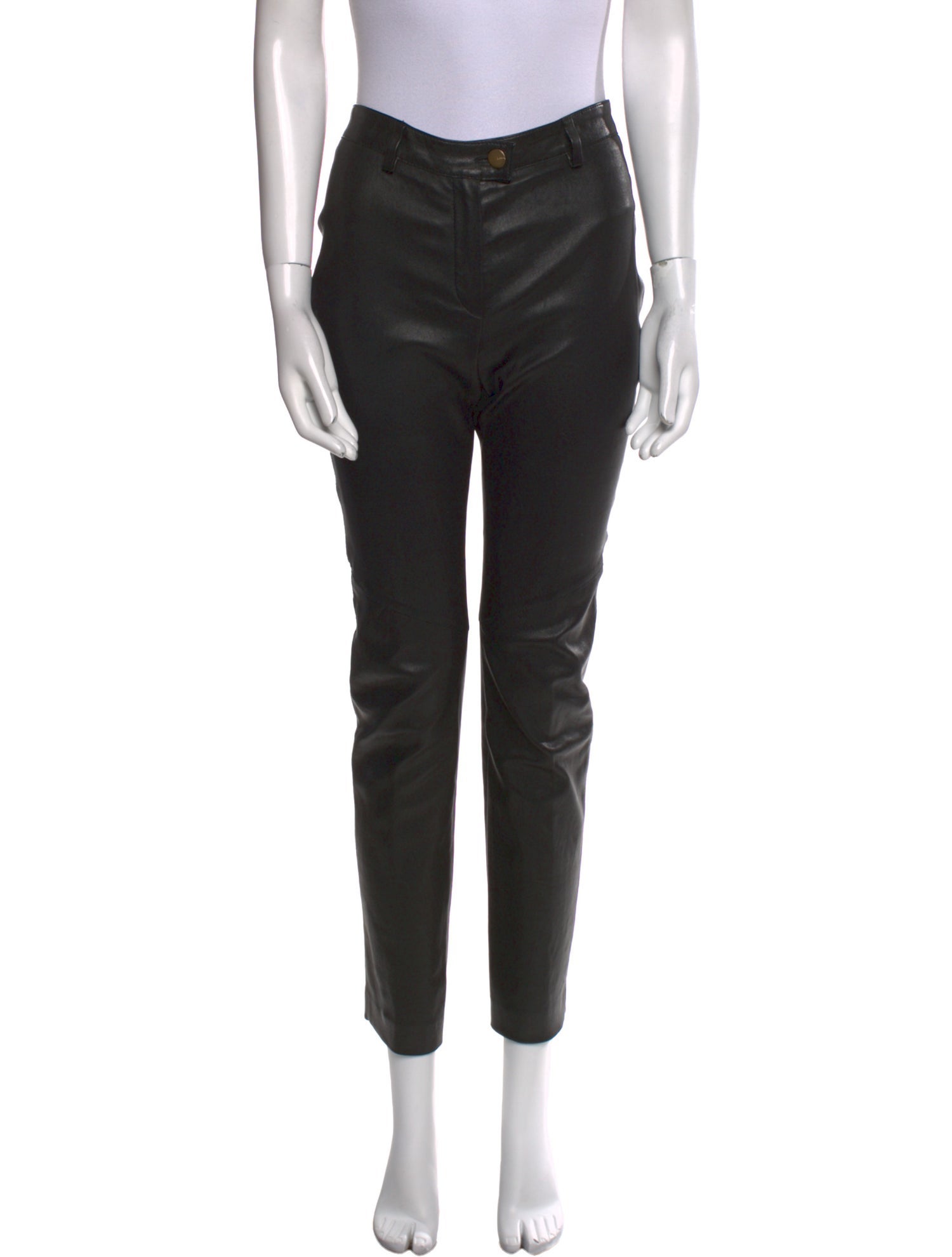 Escada Lamb Leather Straight Leg Pants