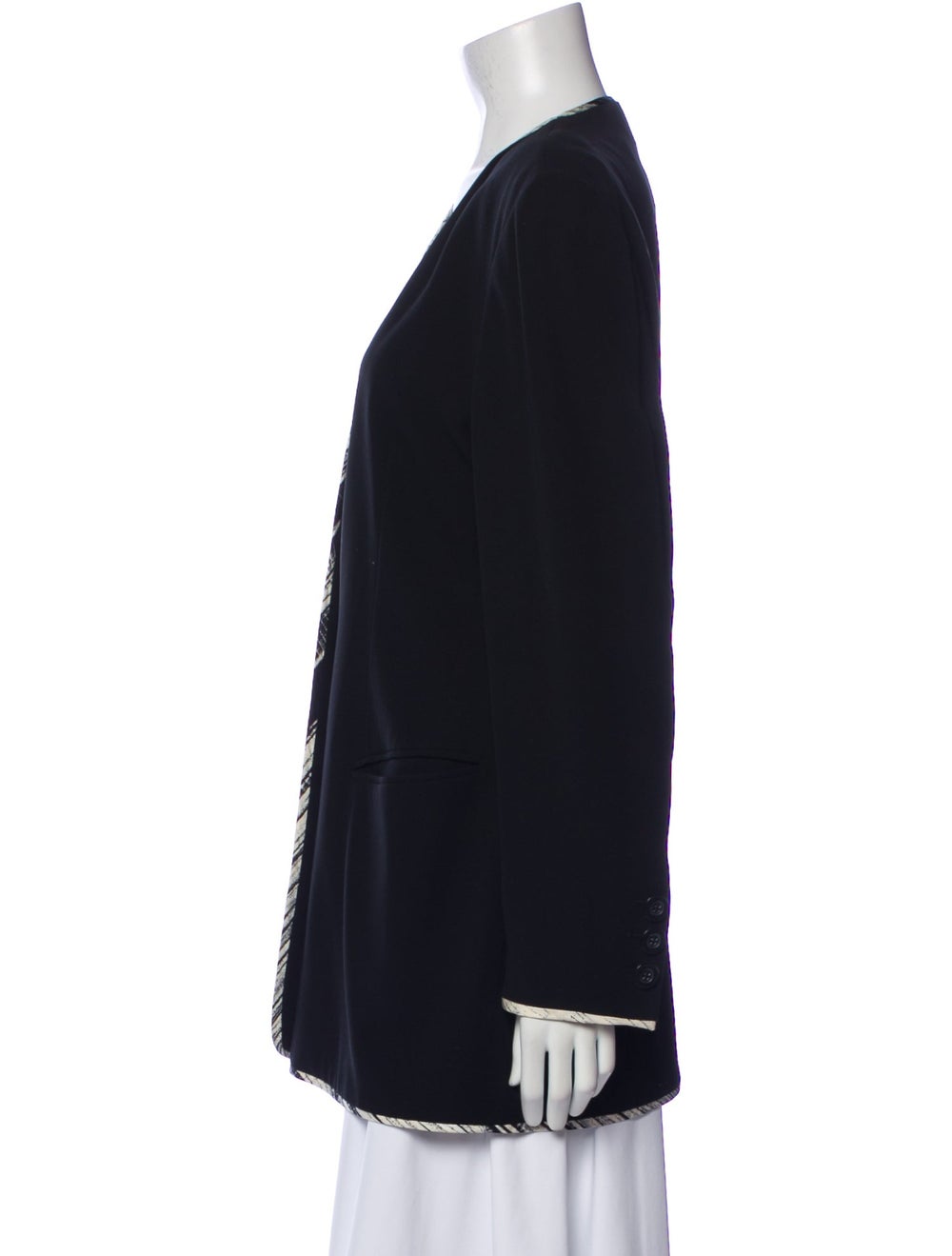 Escada Virgin Wool Evening Jacket Blue Collarless - image 2