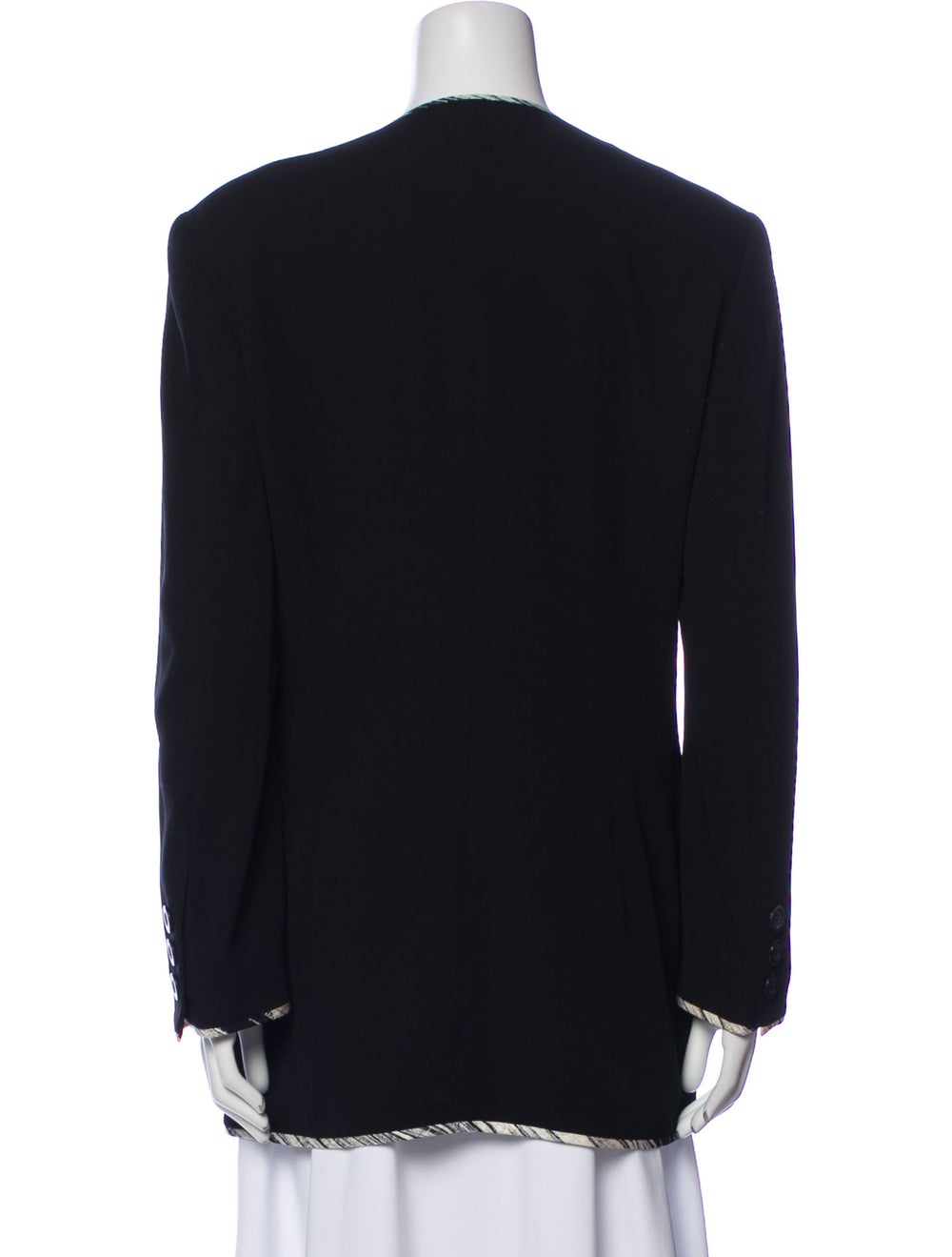 Escada Virgin Wool Evening Jacket Blue Collarless - image 3