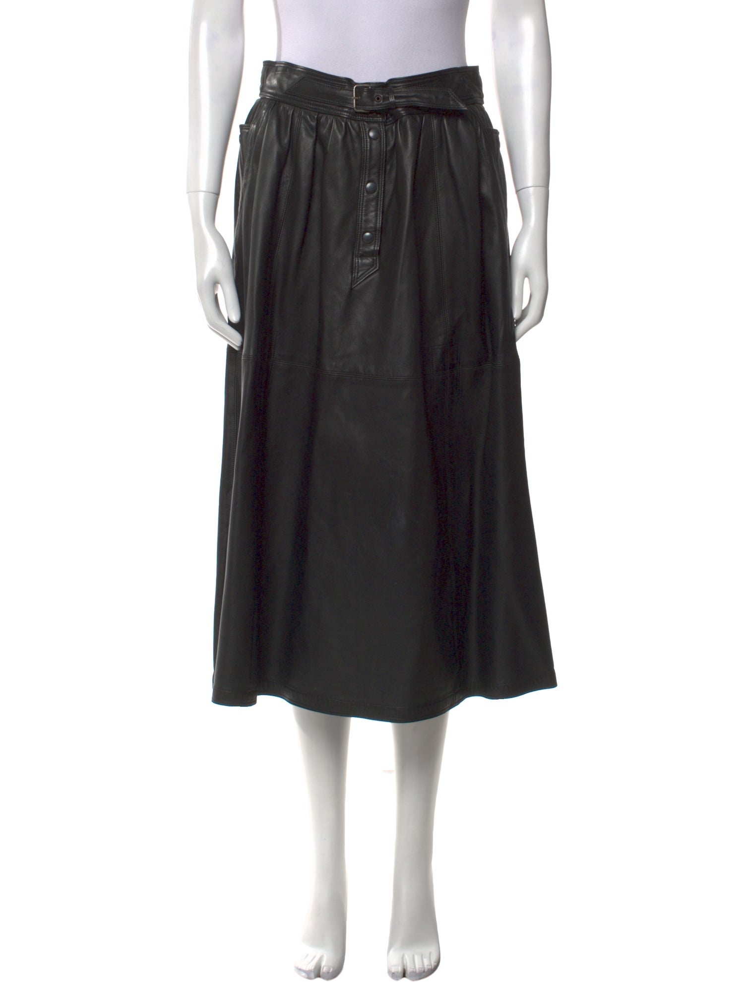 Escada Leather Midi Length Skirt