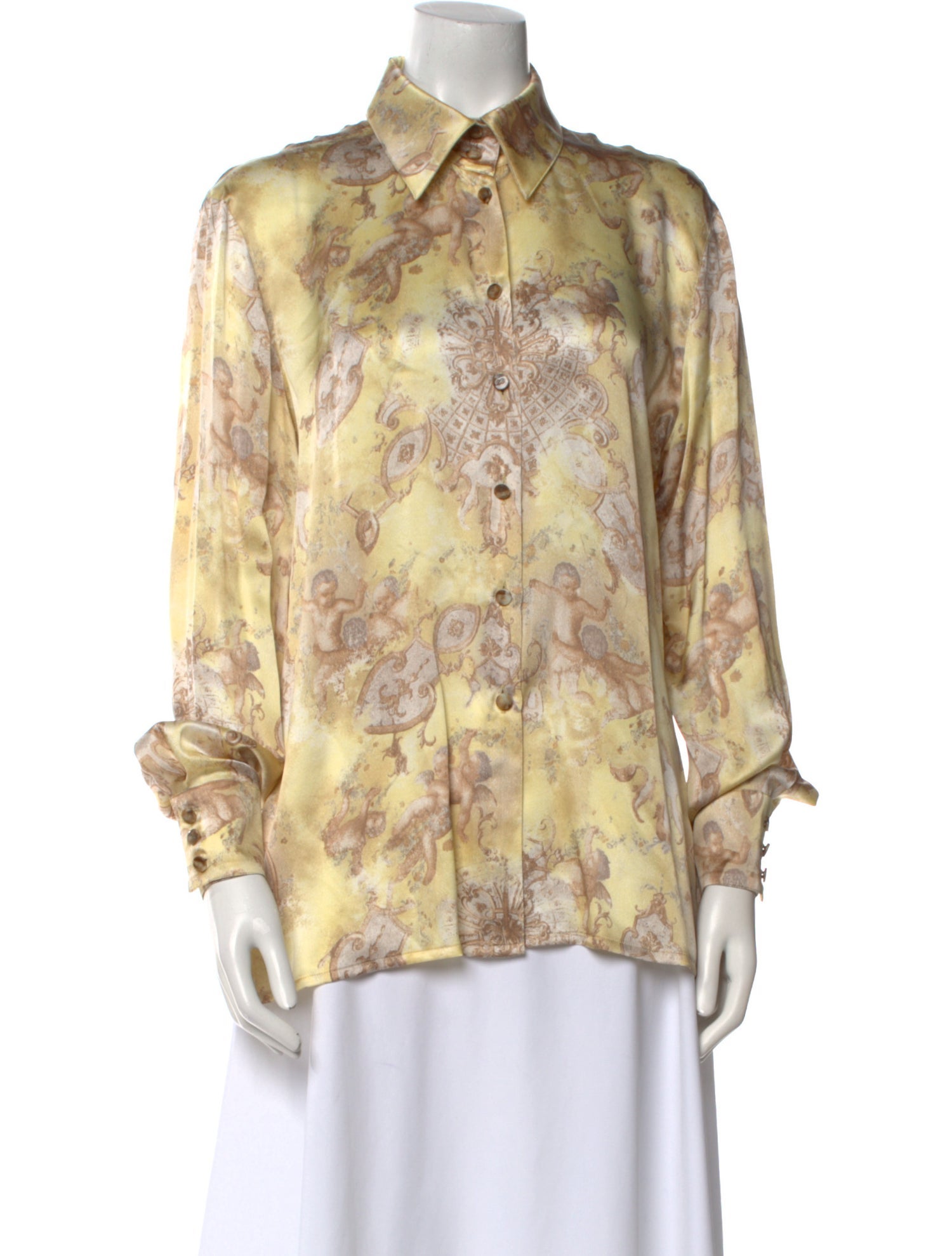 Escada Silk Floral Print Button-Up Top