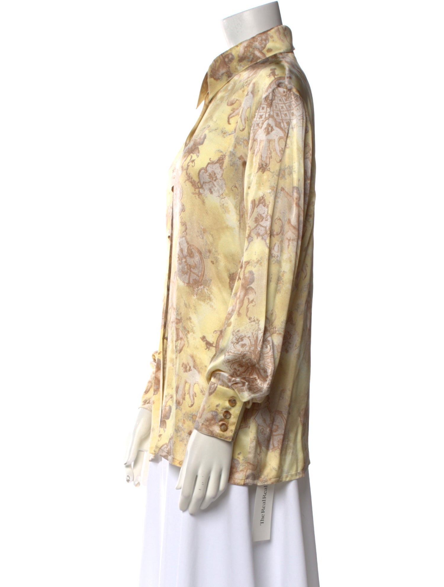 Escada Silk Floral Print Button-Up Top