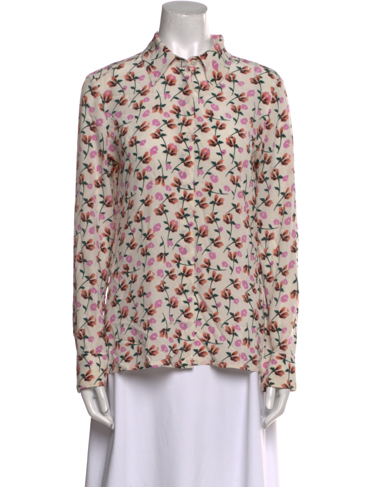 Escada Silk Floral Print Button-Up Top