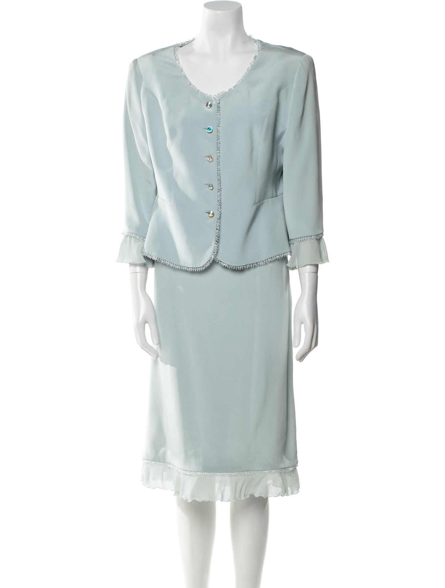 Escada Silk Beaded Accents Skirt Set