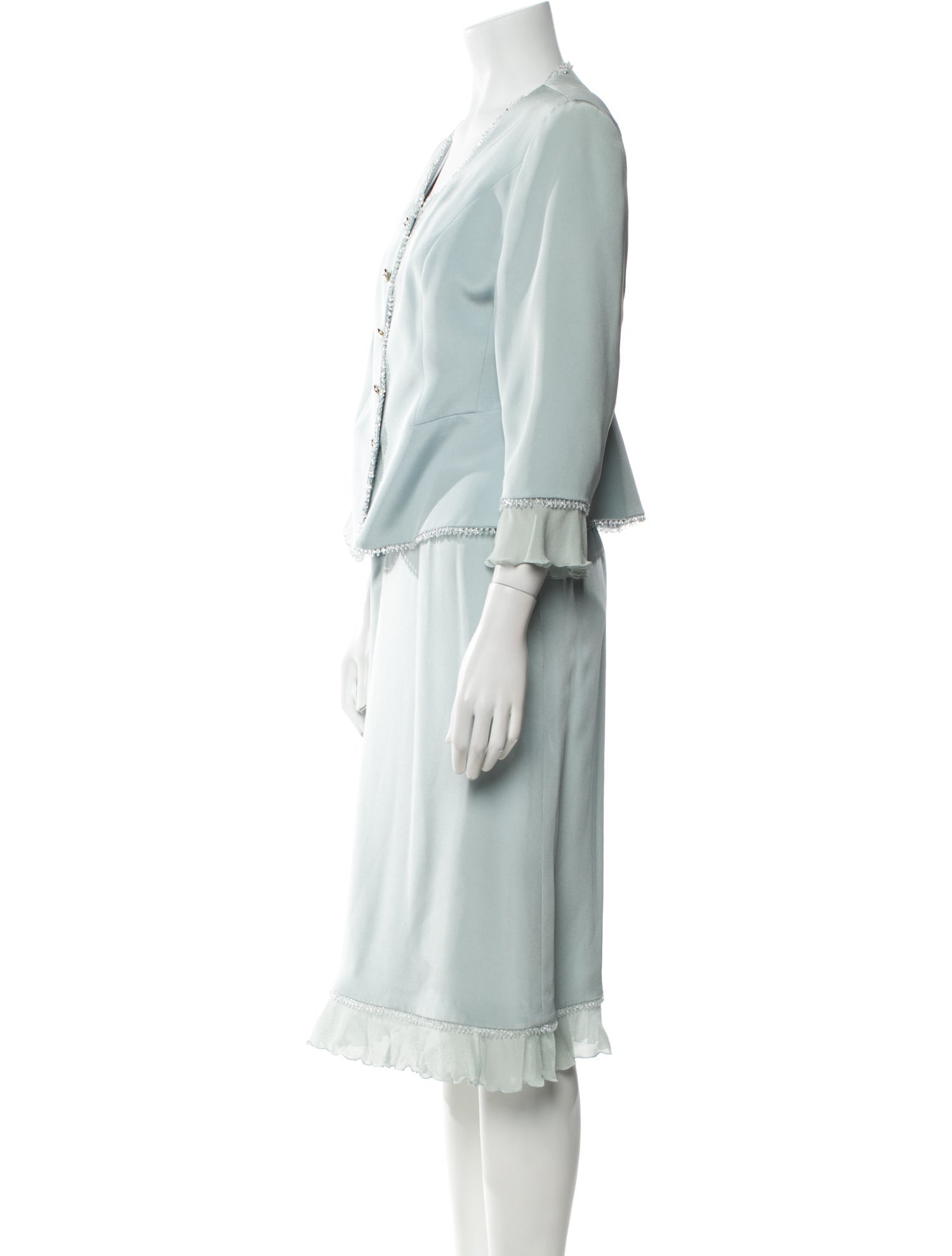 Escada Silk Beaded Accents Skirt Set