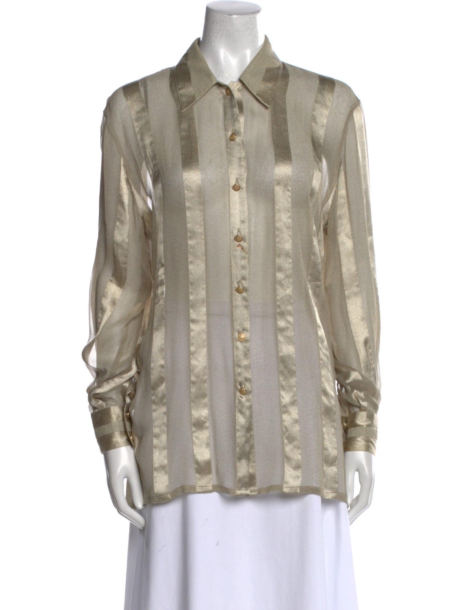 Escada Silk Long Sleeve Button-Up Top