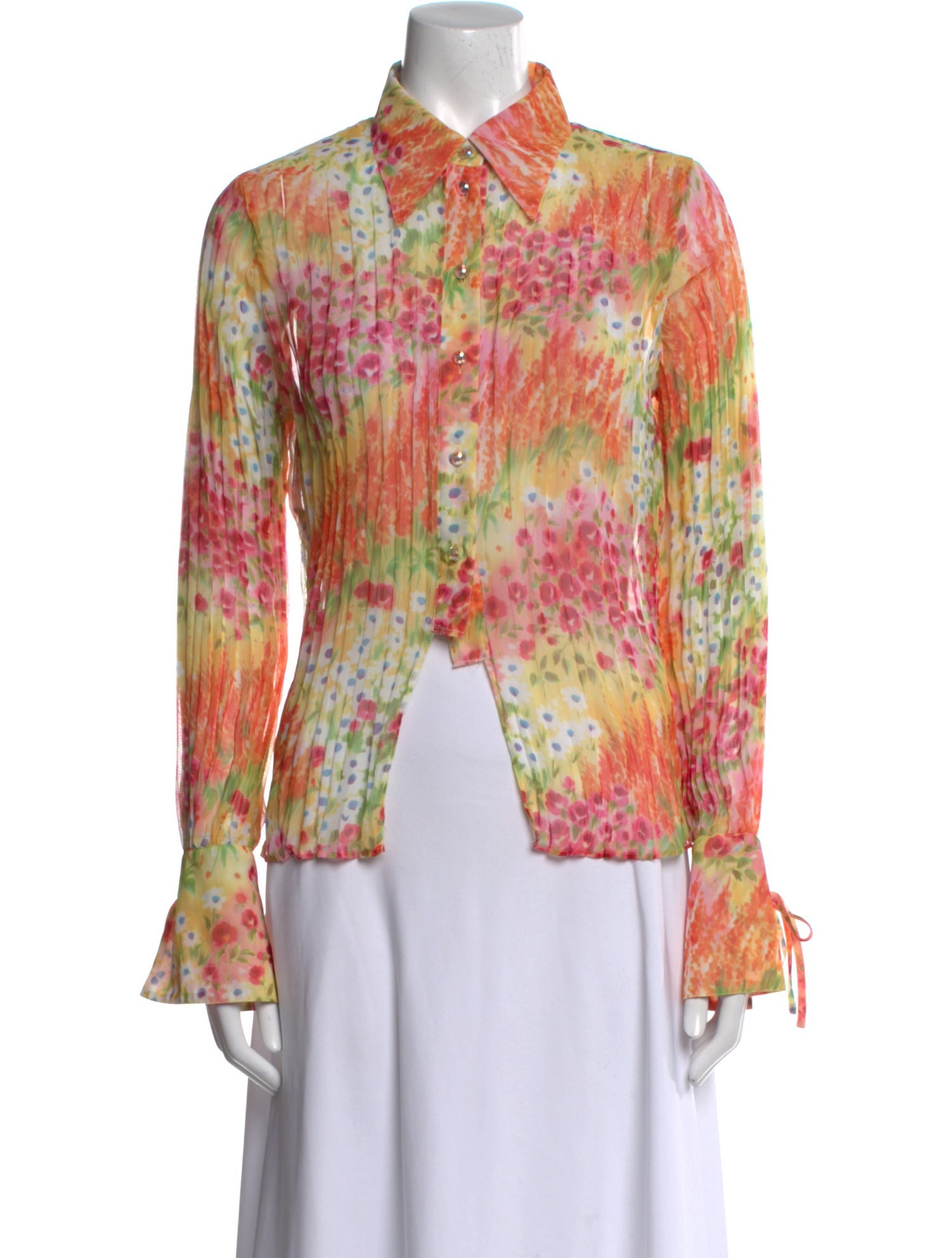 Escada Floral Print Long Sleeve Blouse