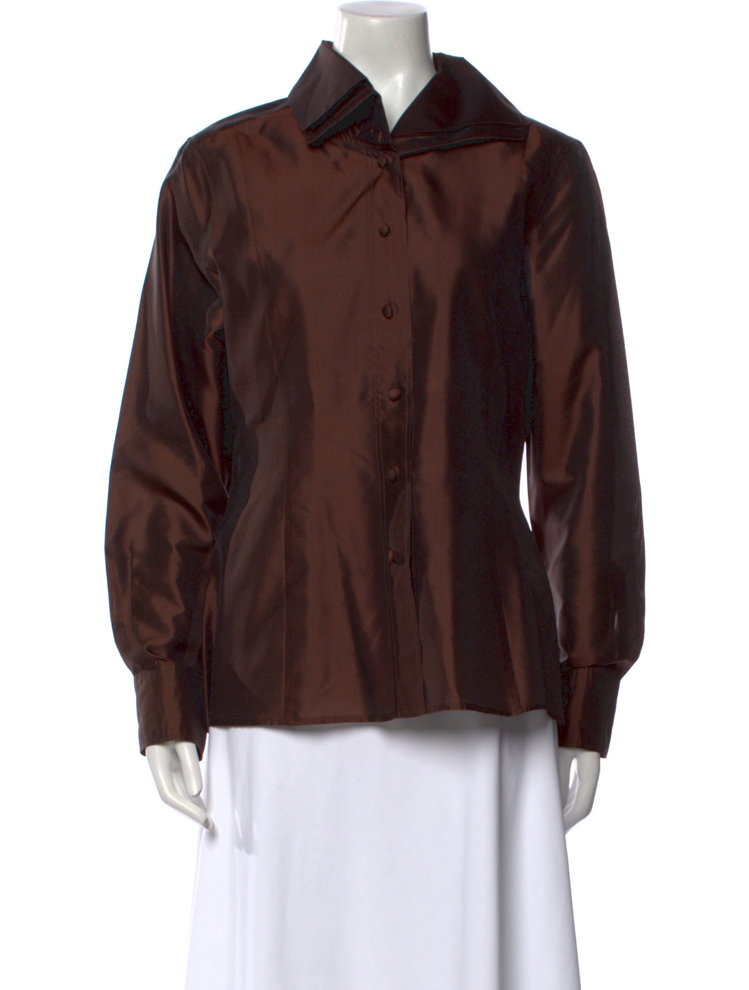 Escada Silk Long Sleeve Button-Up Top