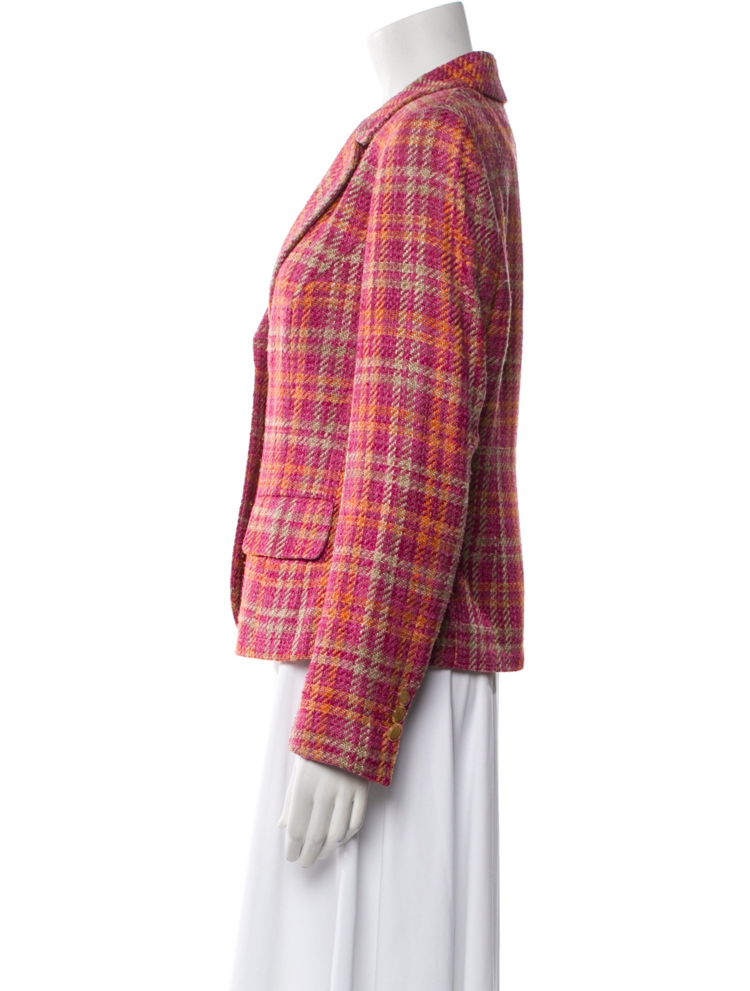 Escada Silk Plaid Print Blazer