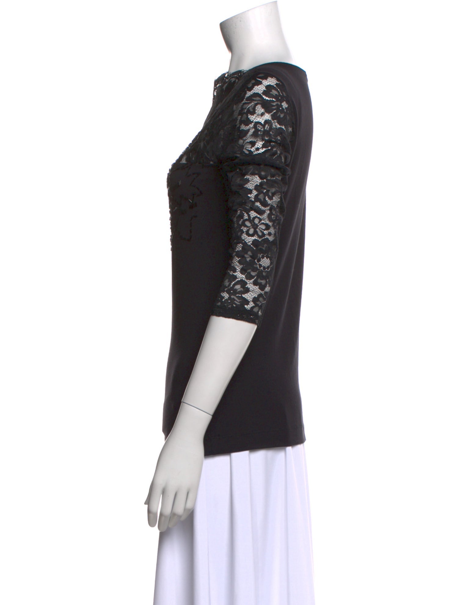 Escada Lace Pattern Bateau Neckline Top