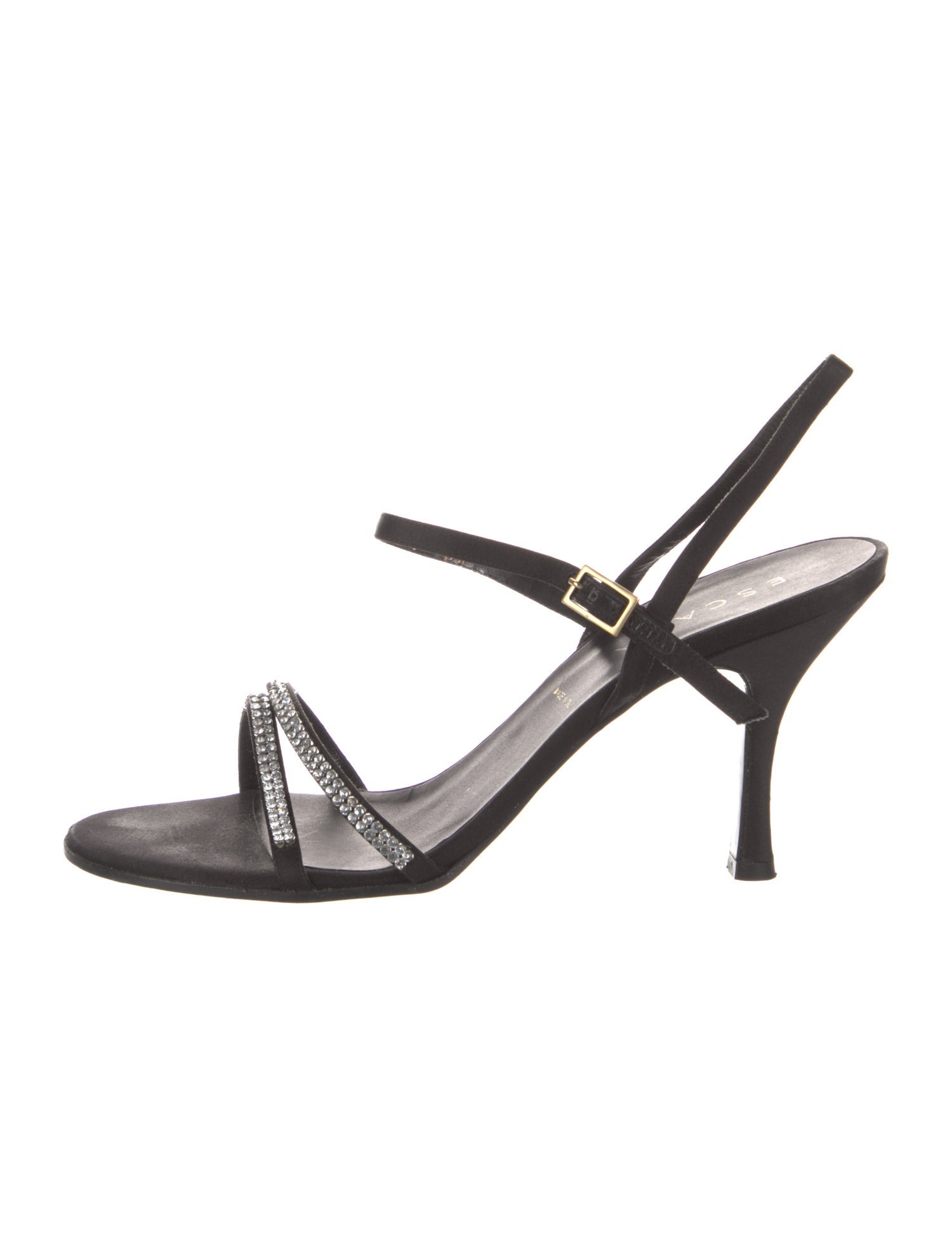 Escada Satin Crystal Embellishments Slingback Sandals