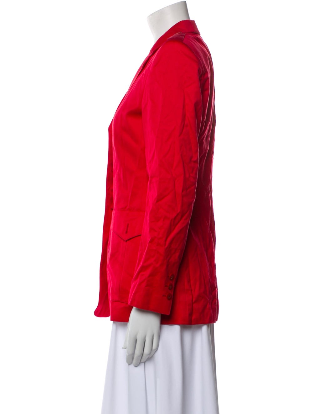 Escada Blazer Red Pointed Collar Patch Pockets & - image 2