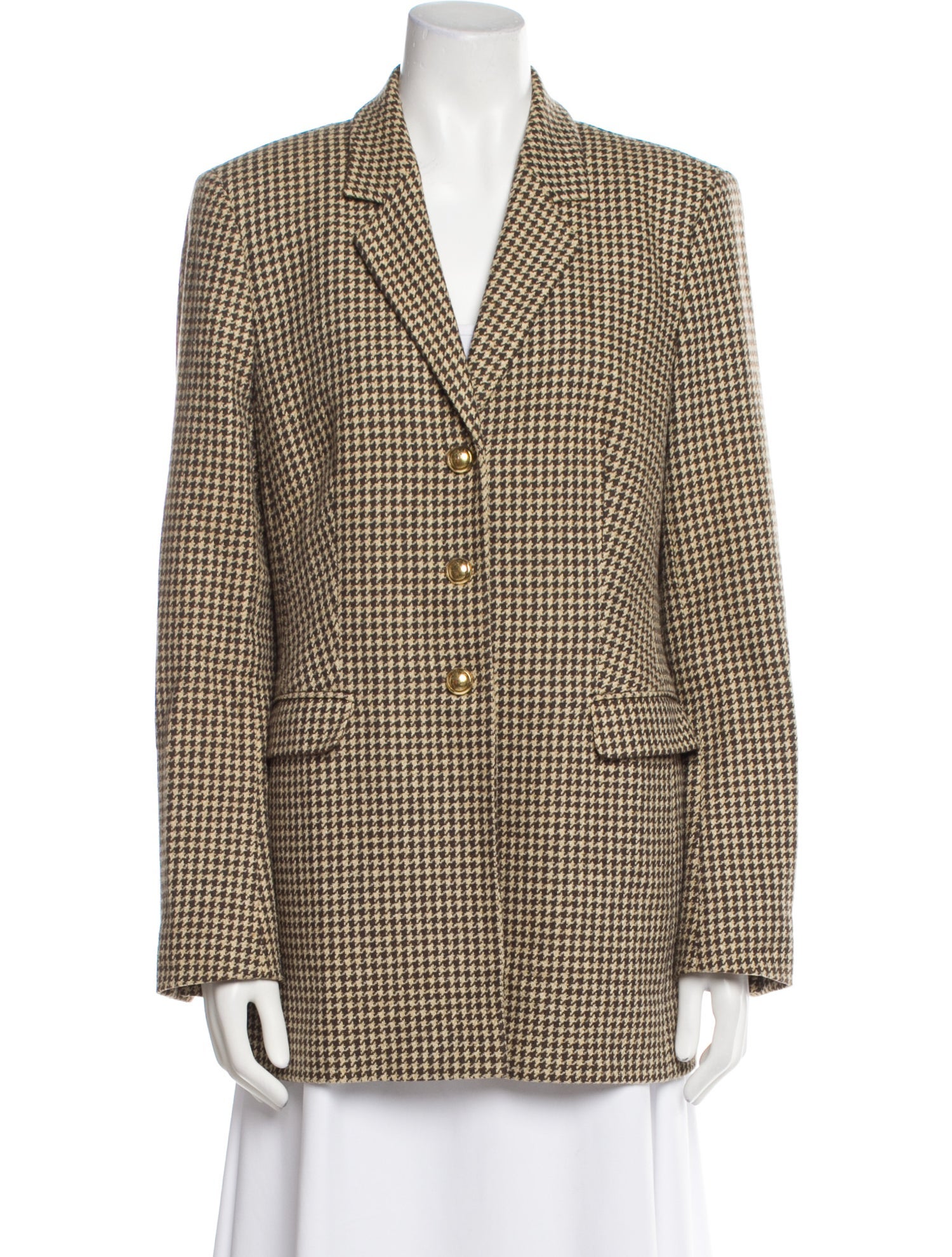 Escada Wool Houndstooth Print Blazer