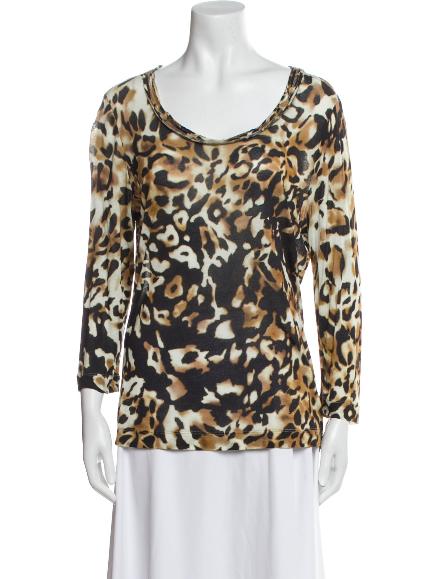 Escada Animal Print Scoop Neck Blouse