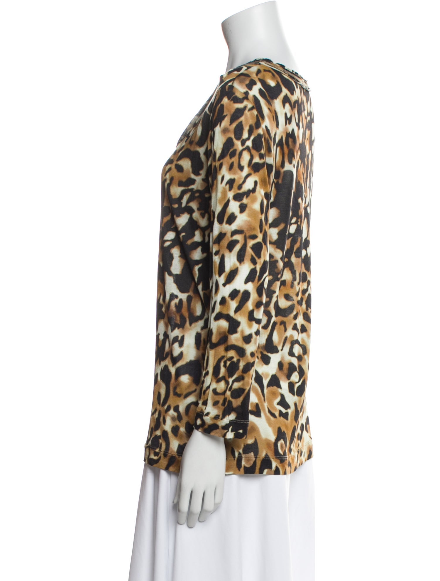 Escada Animal Print Scoop Neck Blouse