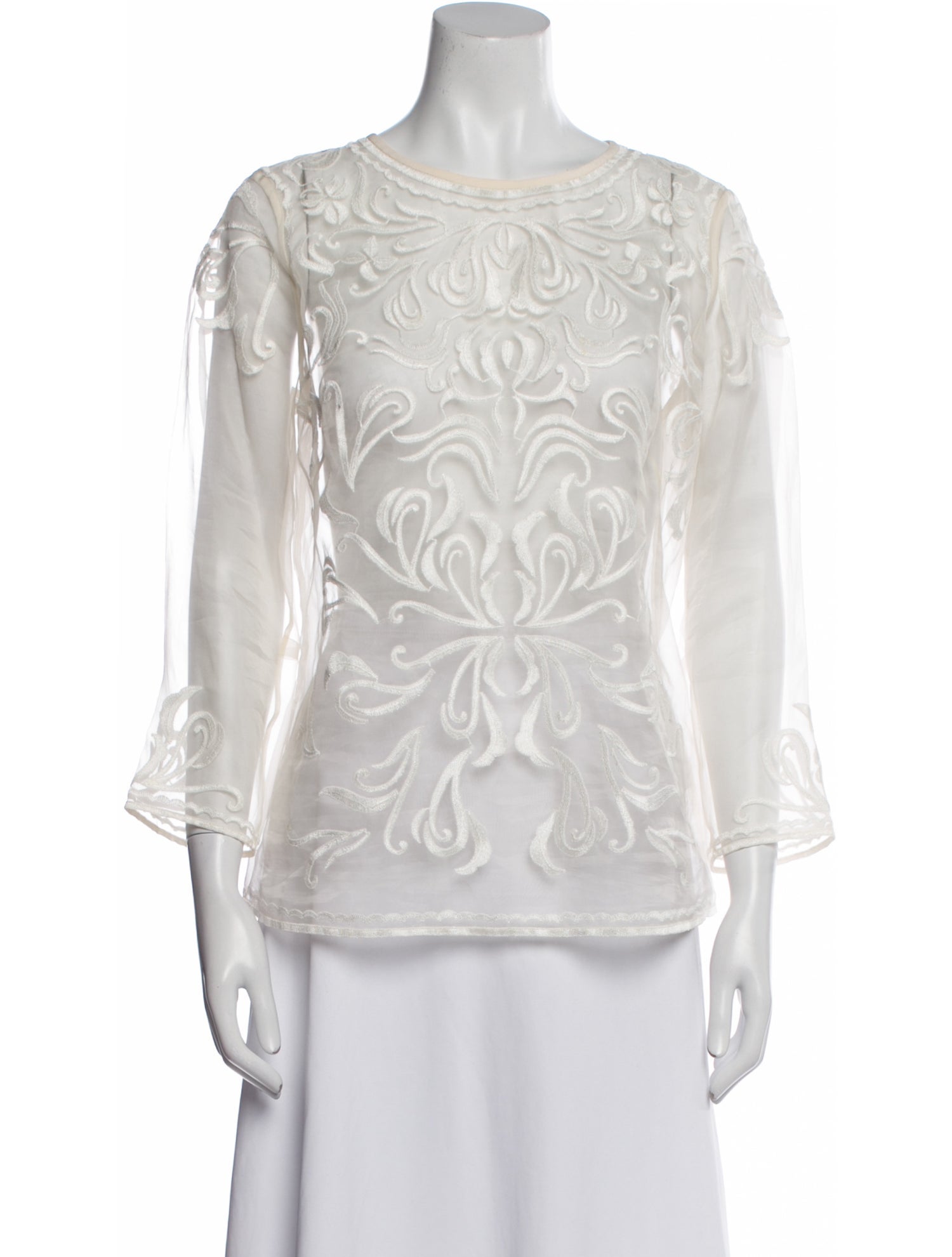 Escada Bateau Neckline Three-Quarter Sleeve Blouse