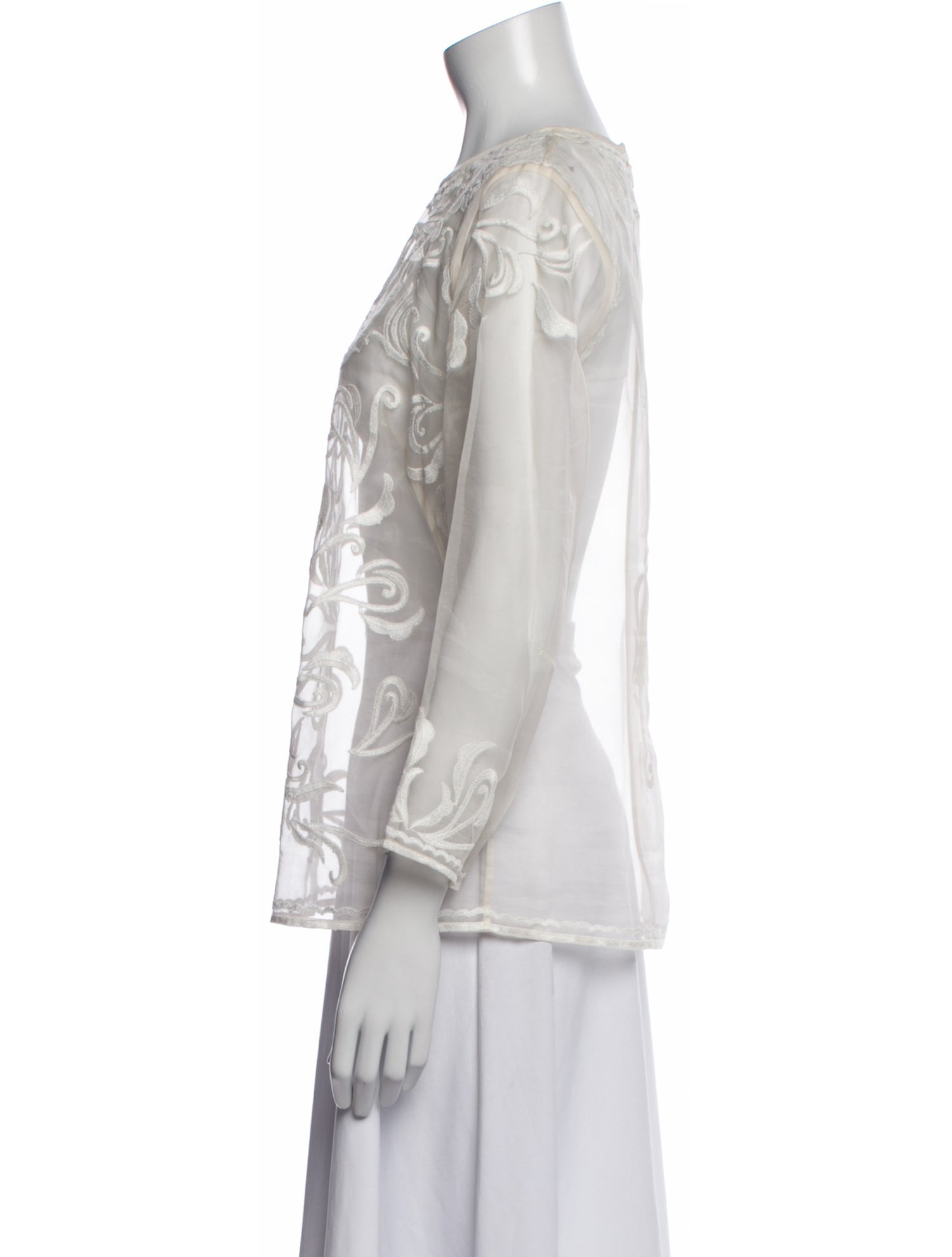 Escada Bateau Neckline Three-Quarter Sleeve Blouse