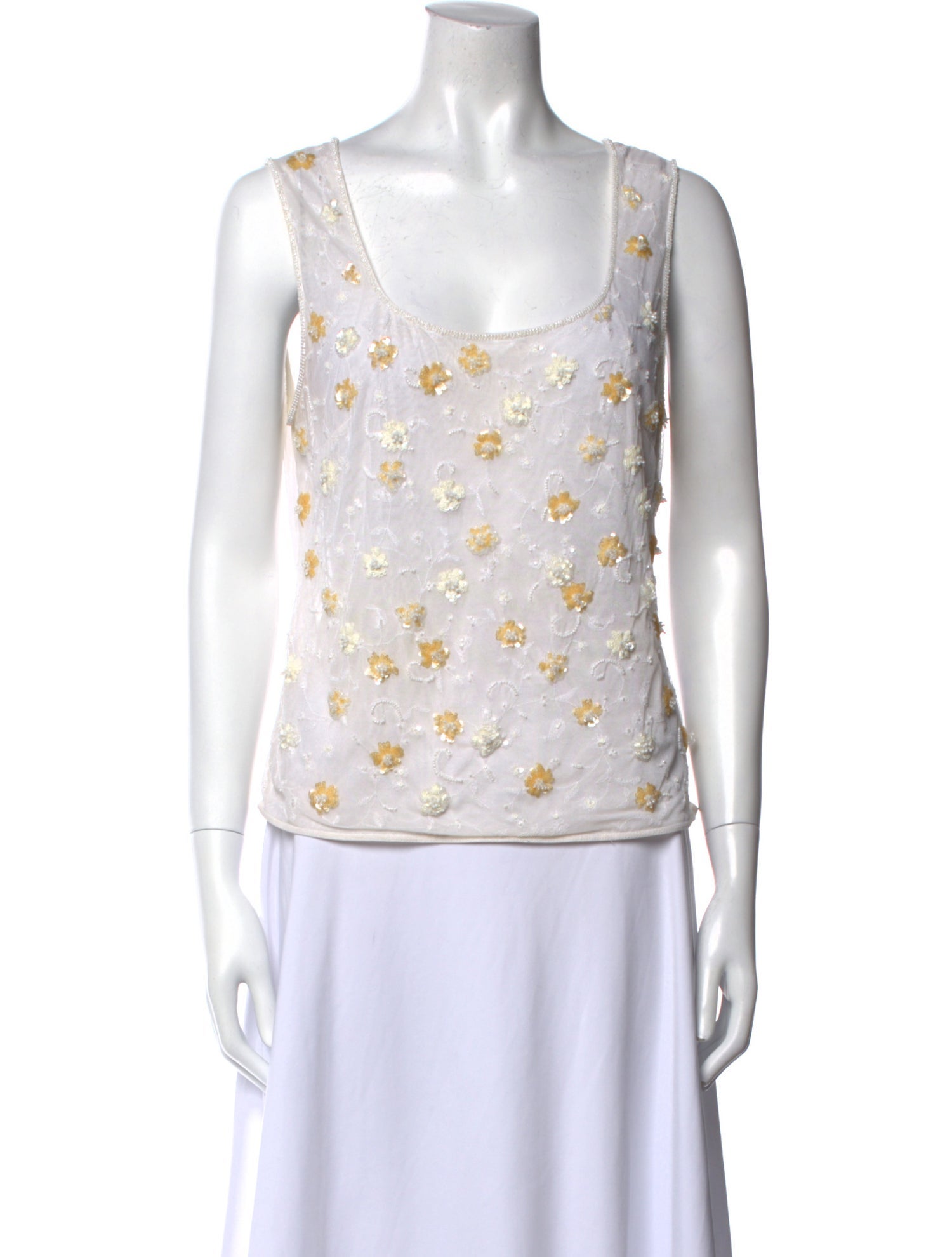 Escada Floral Print Scoop Neck Top