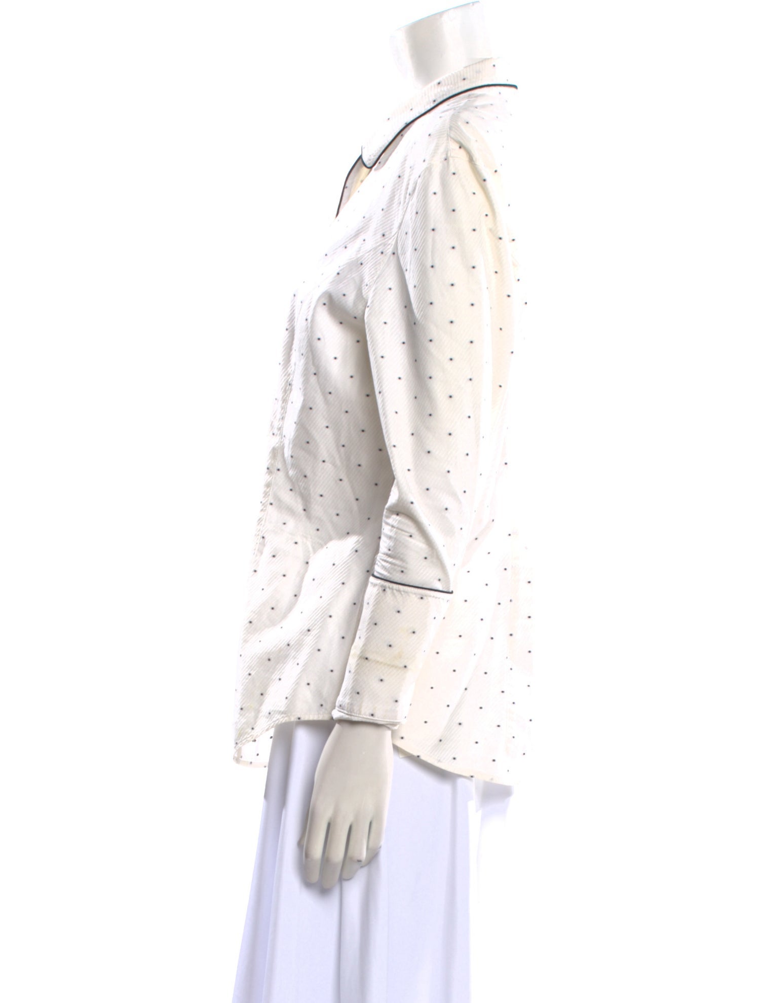 Escada Polka Dot Print Long Sleeve Button-Up Top