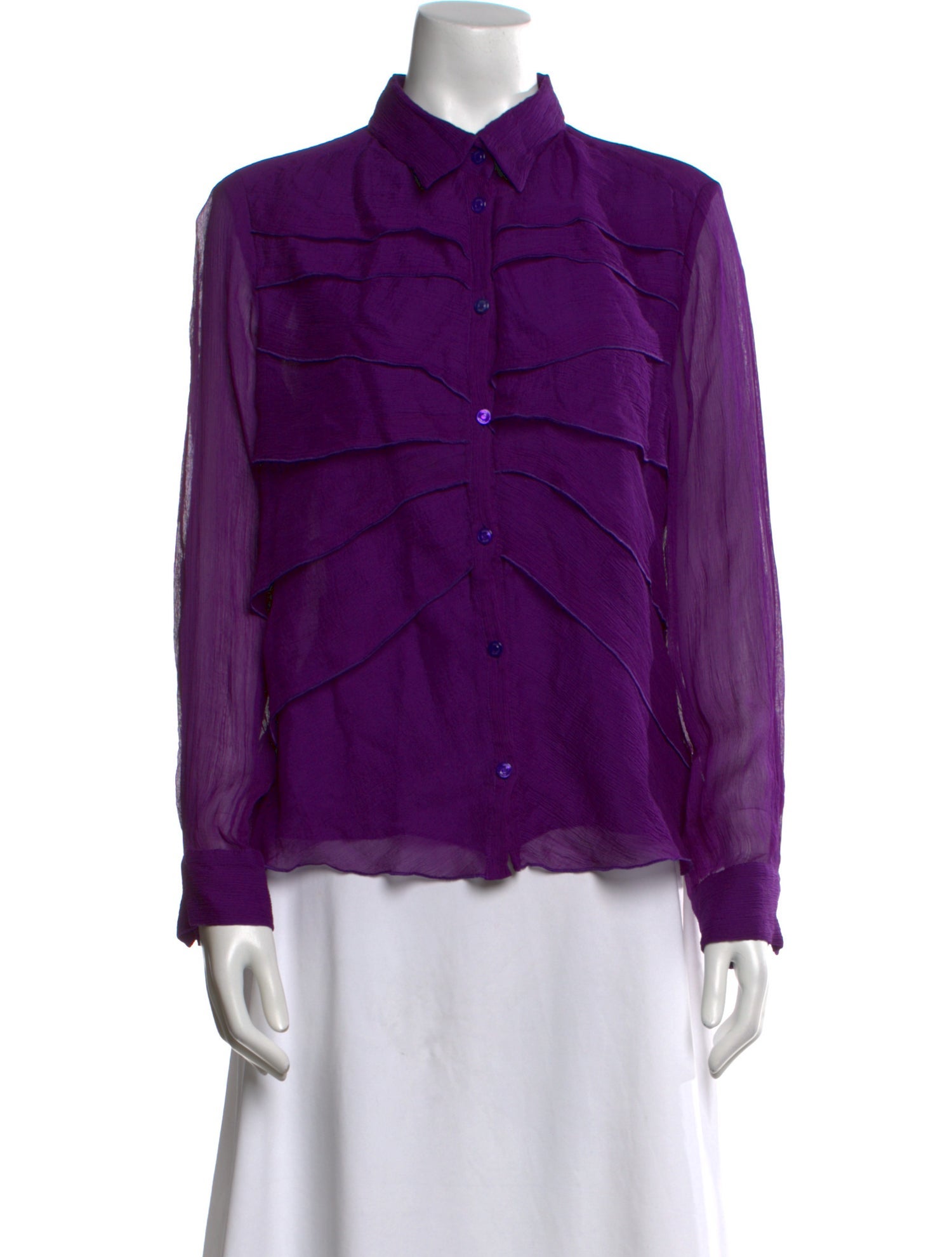 Escada Silk Long Sleeve Button-Up Top