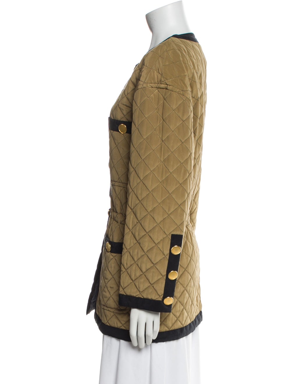 Escada Silk Jacket Neutrals Printed Collarless Pa… - image 2