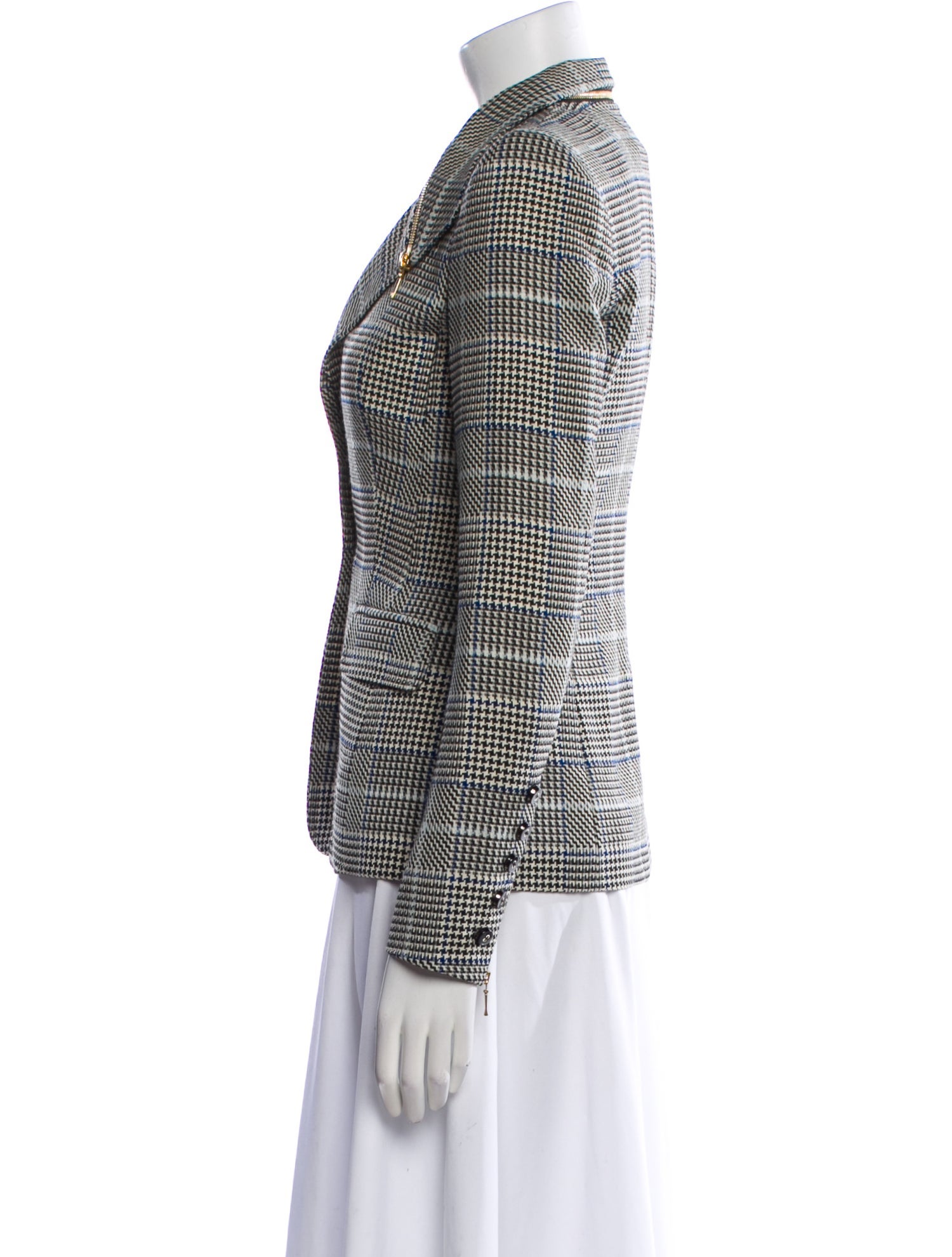 Escada Virgin Wool Houndstooth Print Blazer