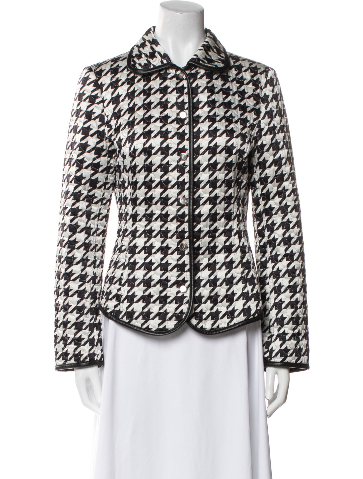 Escada Silk Houndstooth Print Blazer