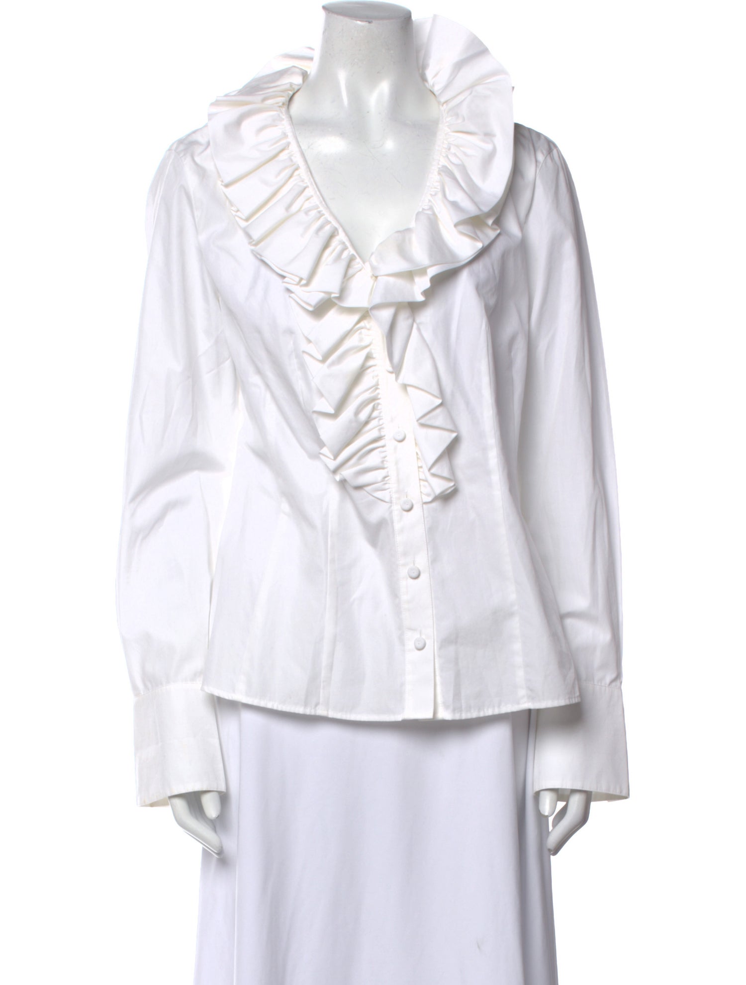 Escada V-Neck Long Sleeve Button-Up Top