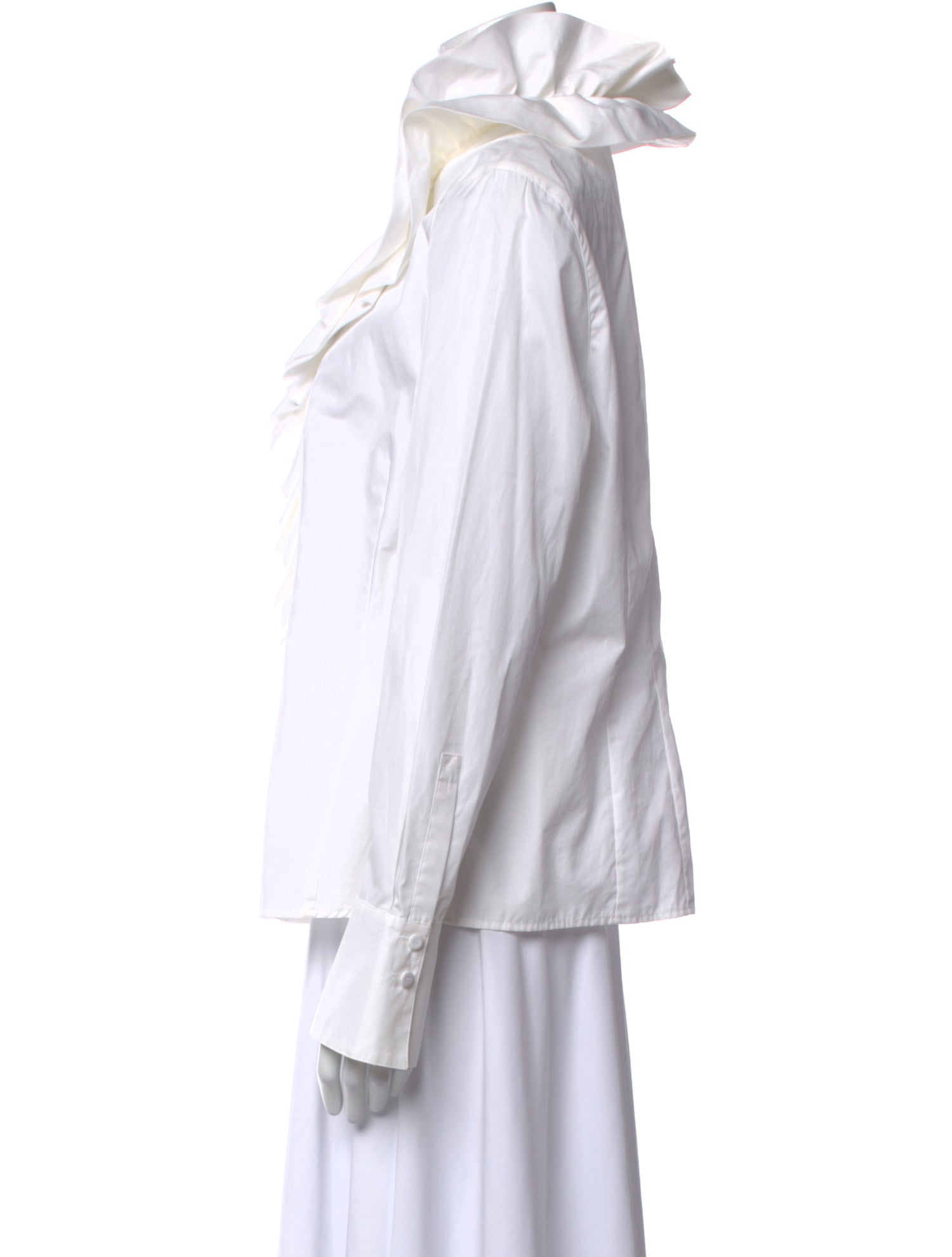 Escada V-Neck Long Sleeve Button-Up Top