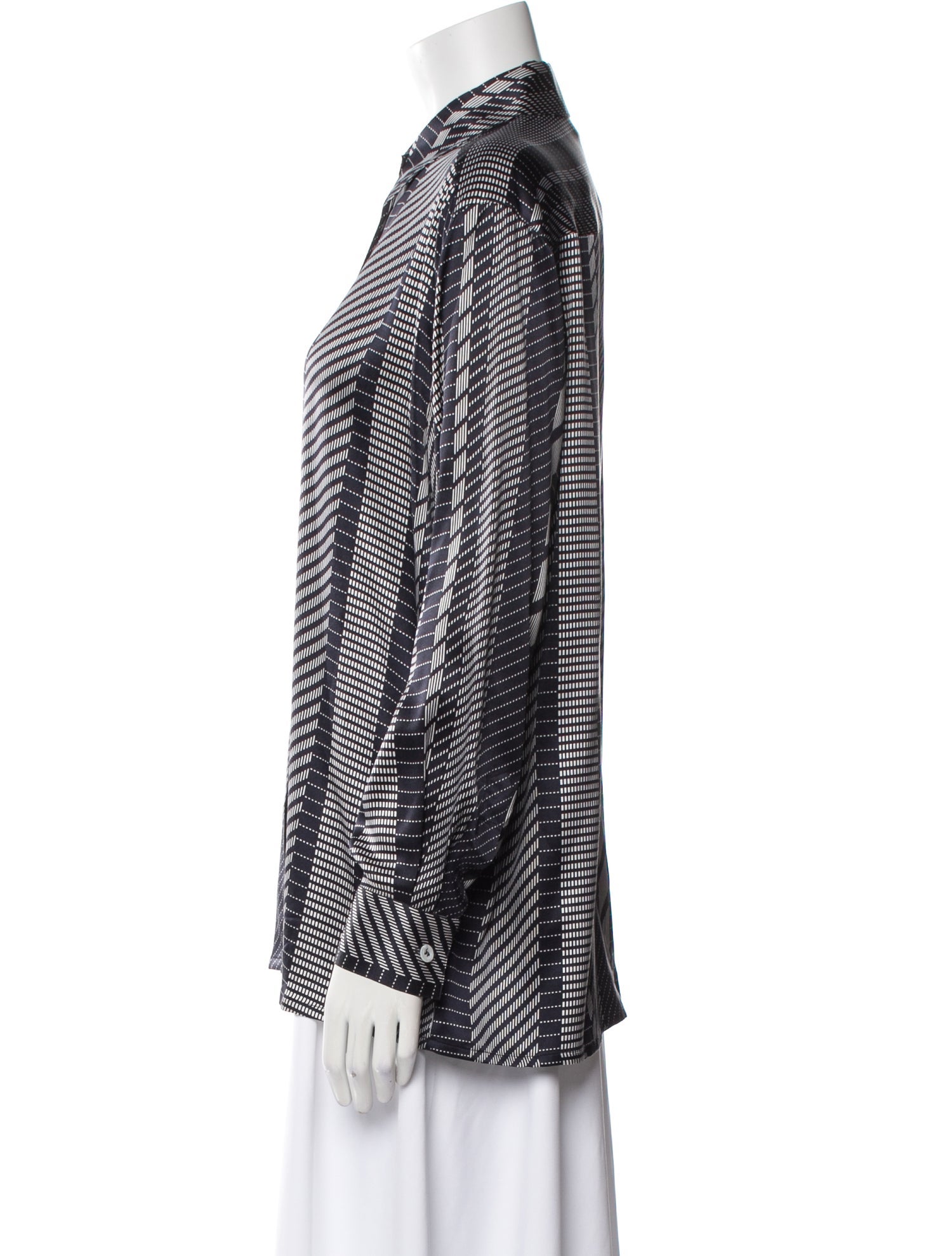 Escada Silk Striped Button-Up Top