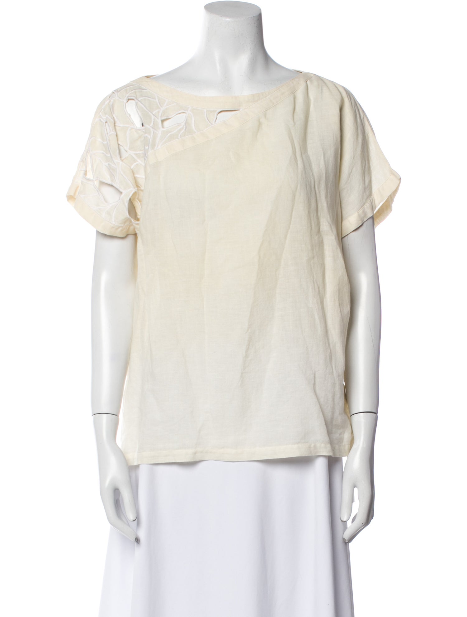 Escada Bateau Neckline Short Sleeve Blouse