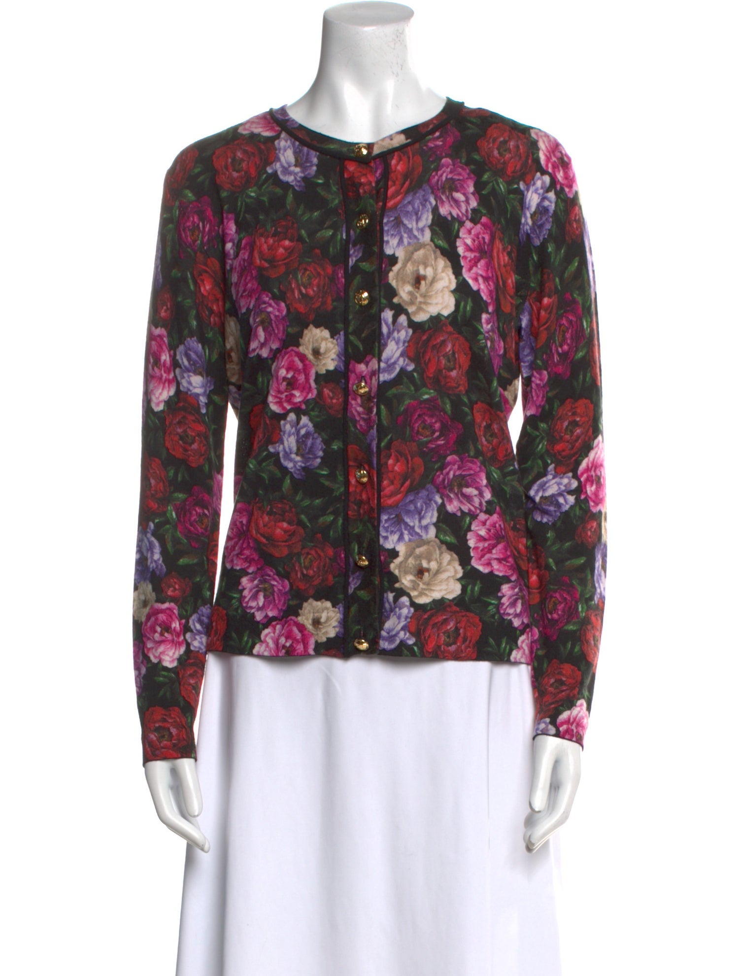 Escada Wool Floral Print Blouse