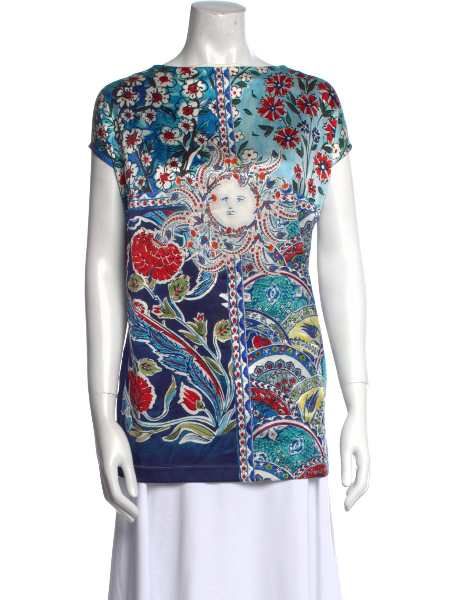 Escada Printed Bateau Neckline Blouse