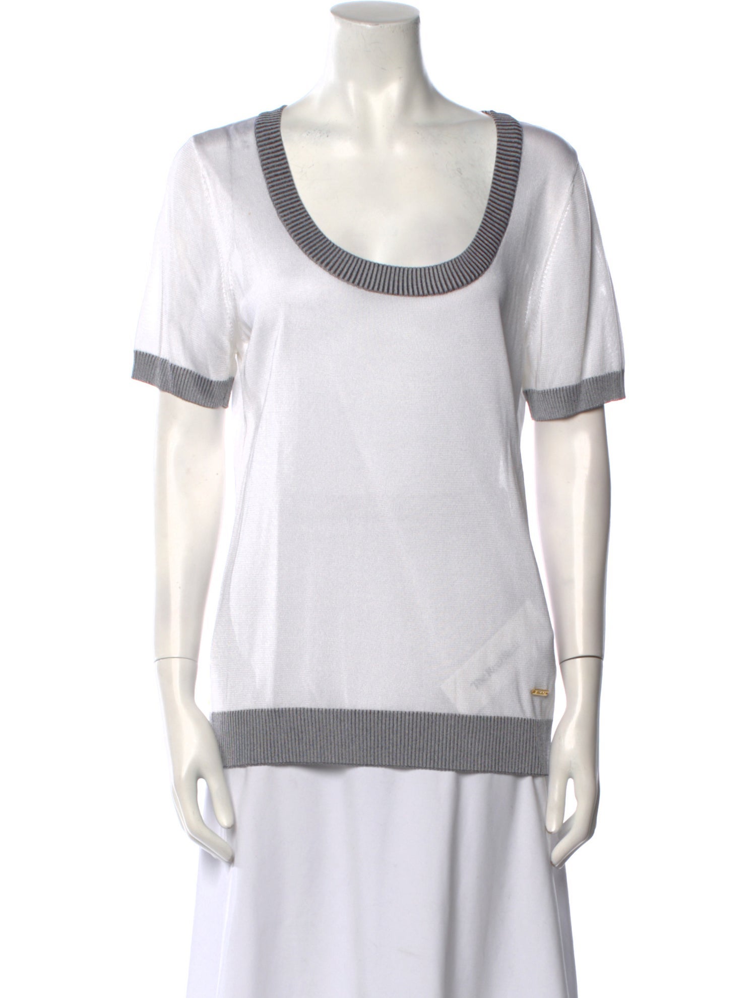 Escada Colorblock Pattern Scoop Neck T-Shirt