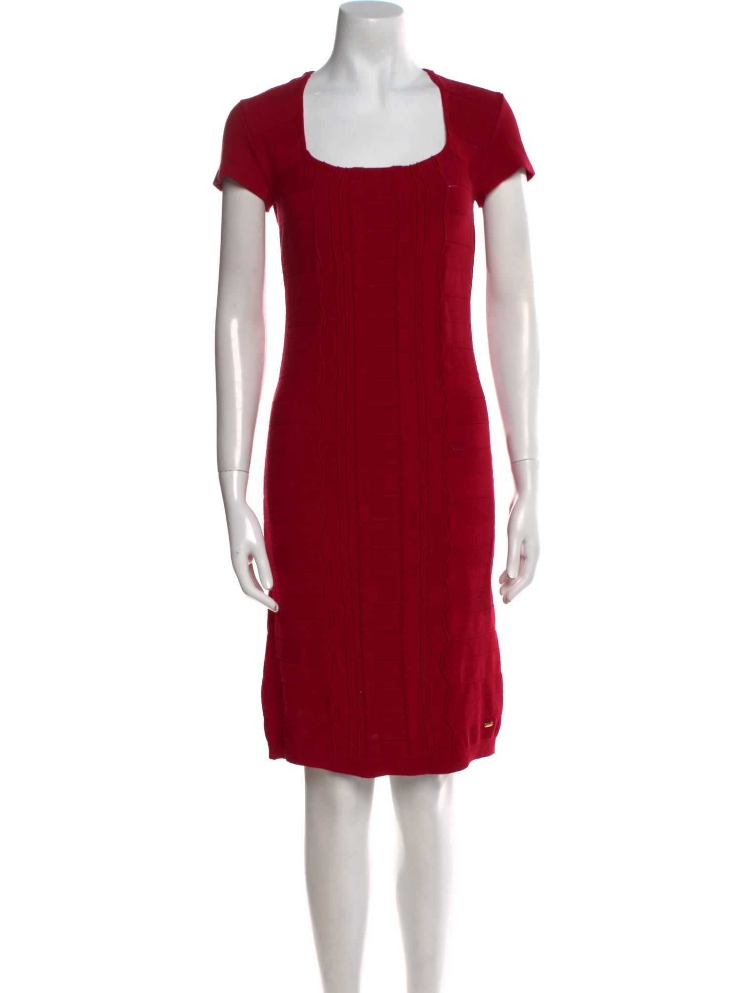 Escada Square Neckline Knee-Length Dress