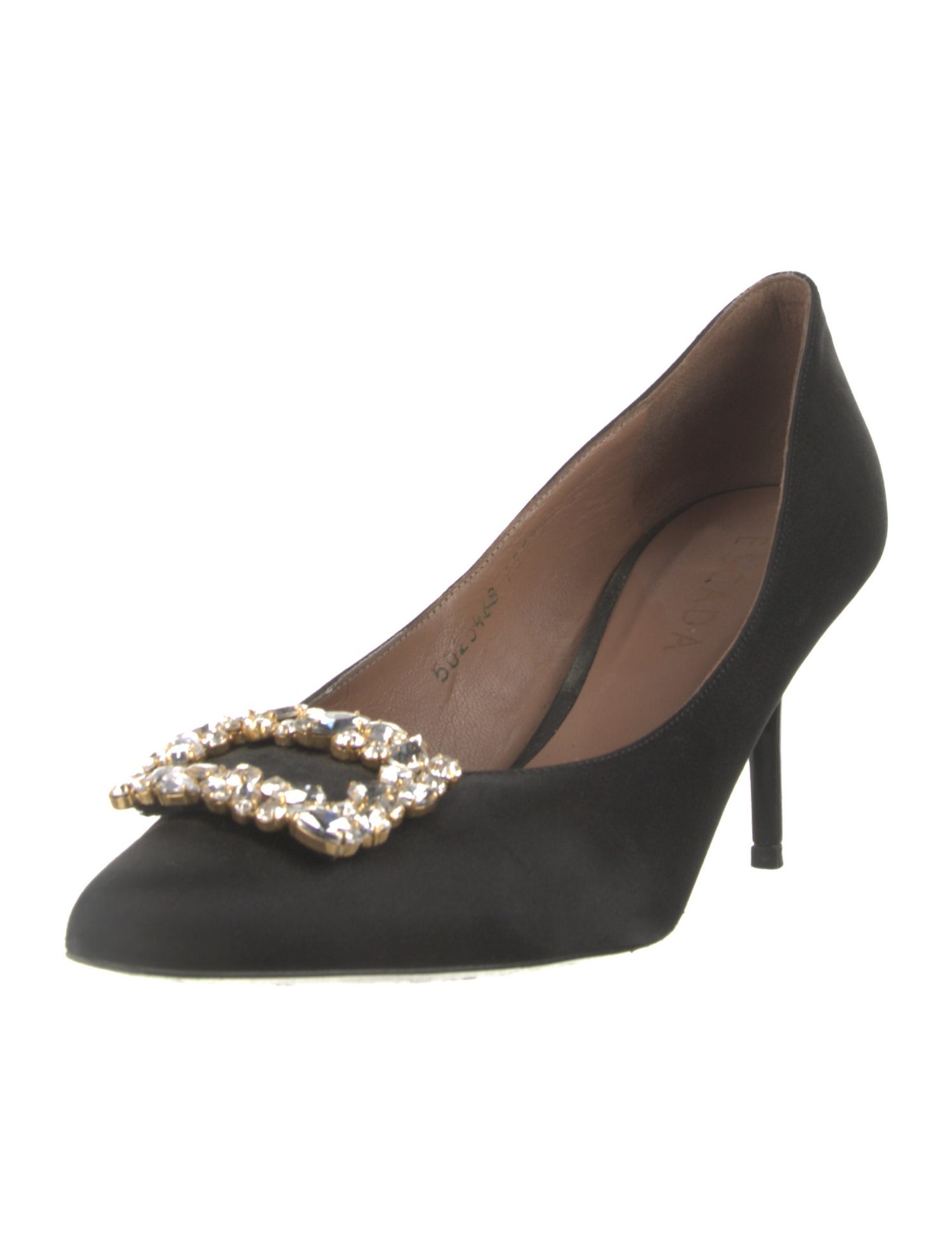 Escada Satin Crystal Embellishments Pumps