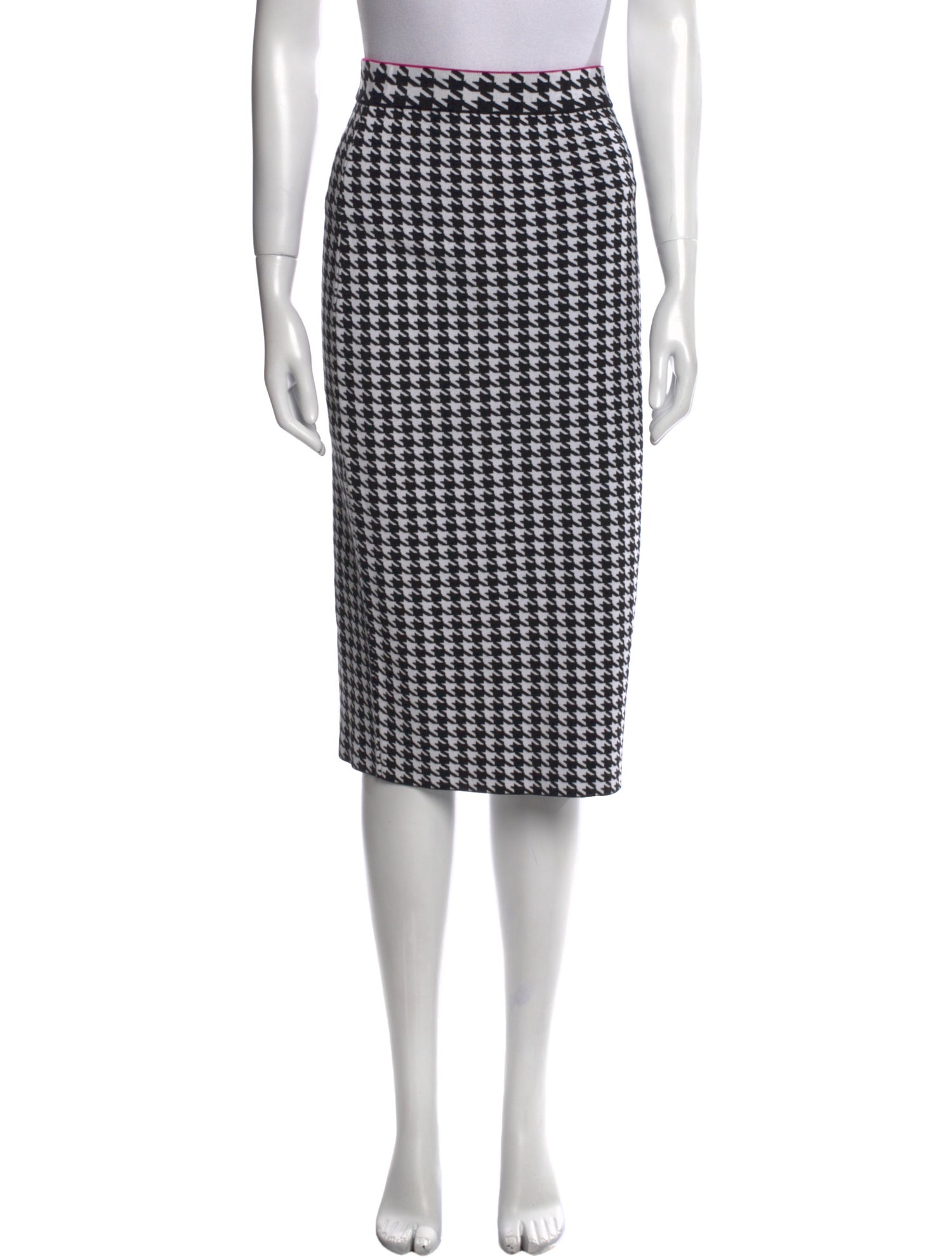 Escada Houndstooth Print Knee-Length Skirt
