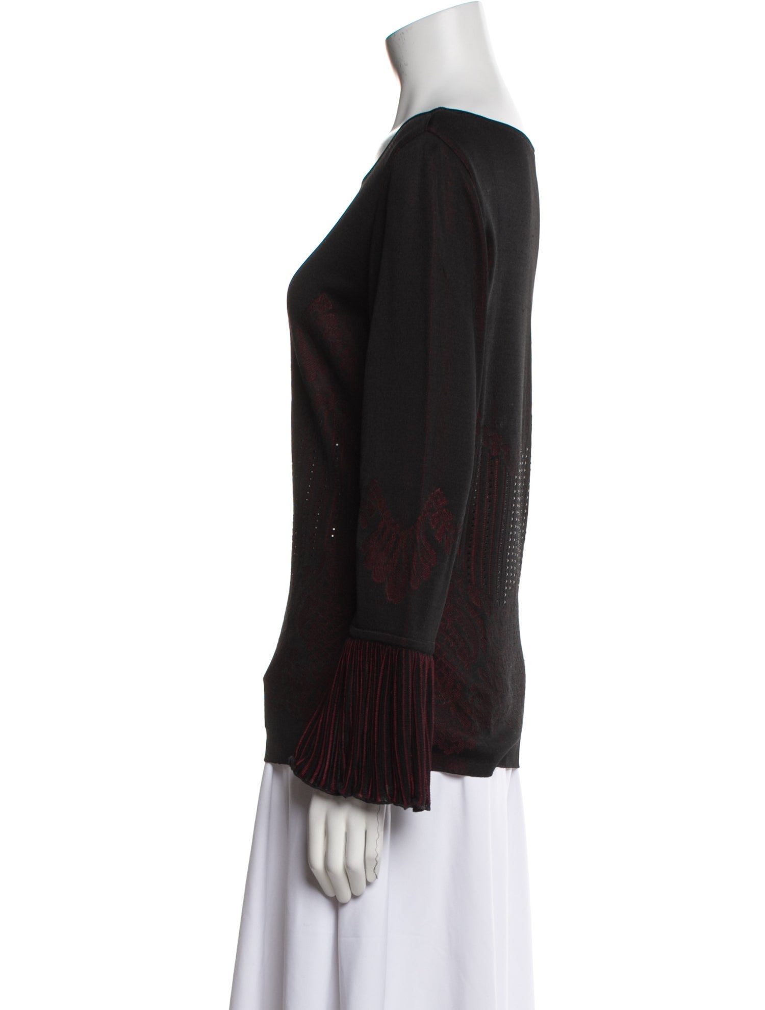 Escada Bateau Neckline Long Sleeve Blouse