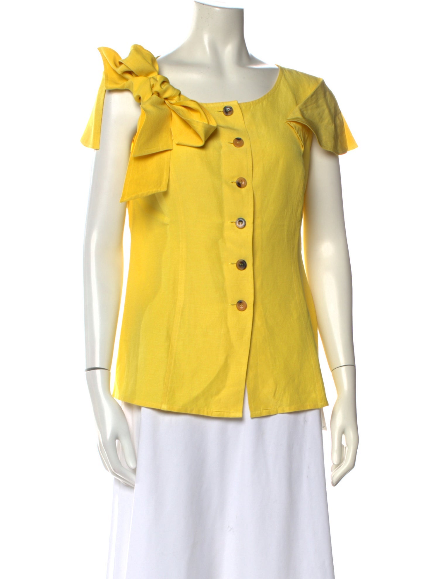 Escada Silk Scoop Neck Button-Up Top