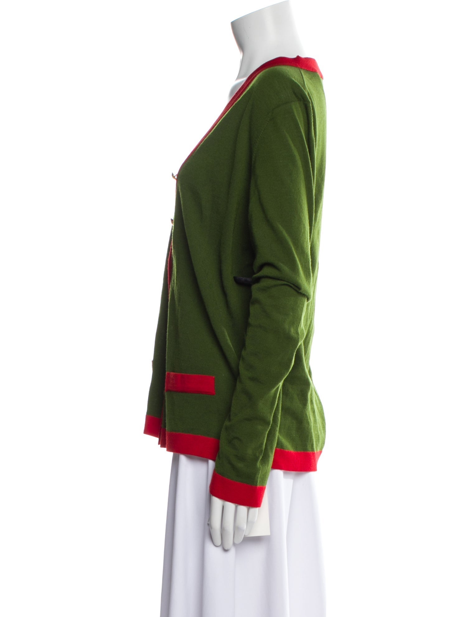 Escada Colorblock Pattern V-Neck Sweater