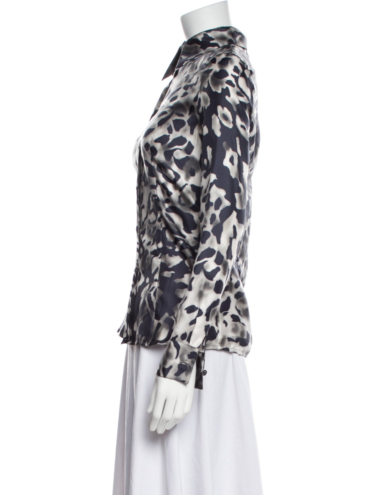 Escada Silk Animal Print Button-Up Top
