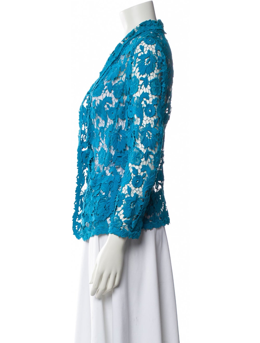 Escada Evening Jacket Blue Lace Pattern Embroider… - image 2