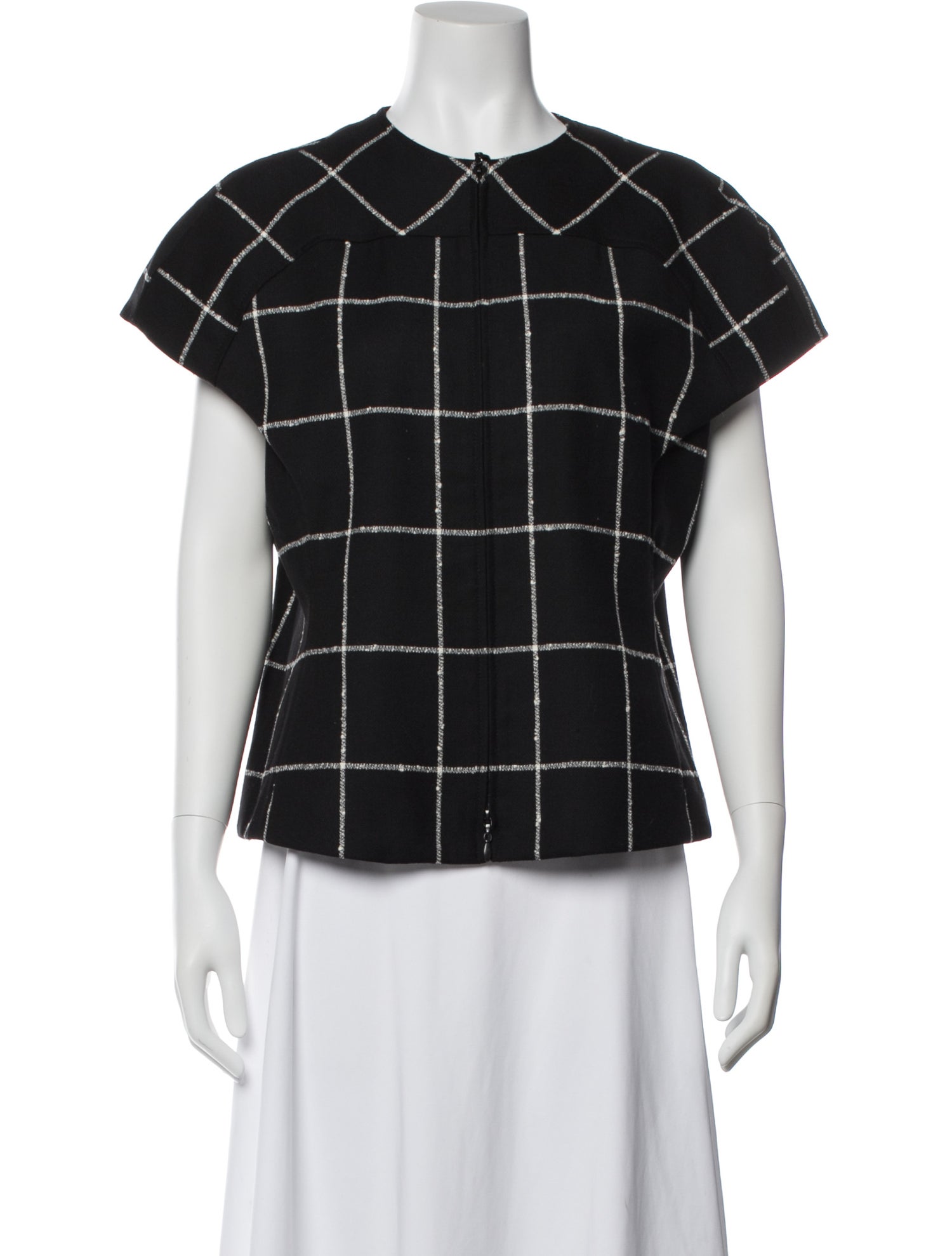 Escada Virgin Wool Plaid Print Vest