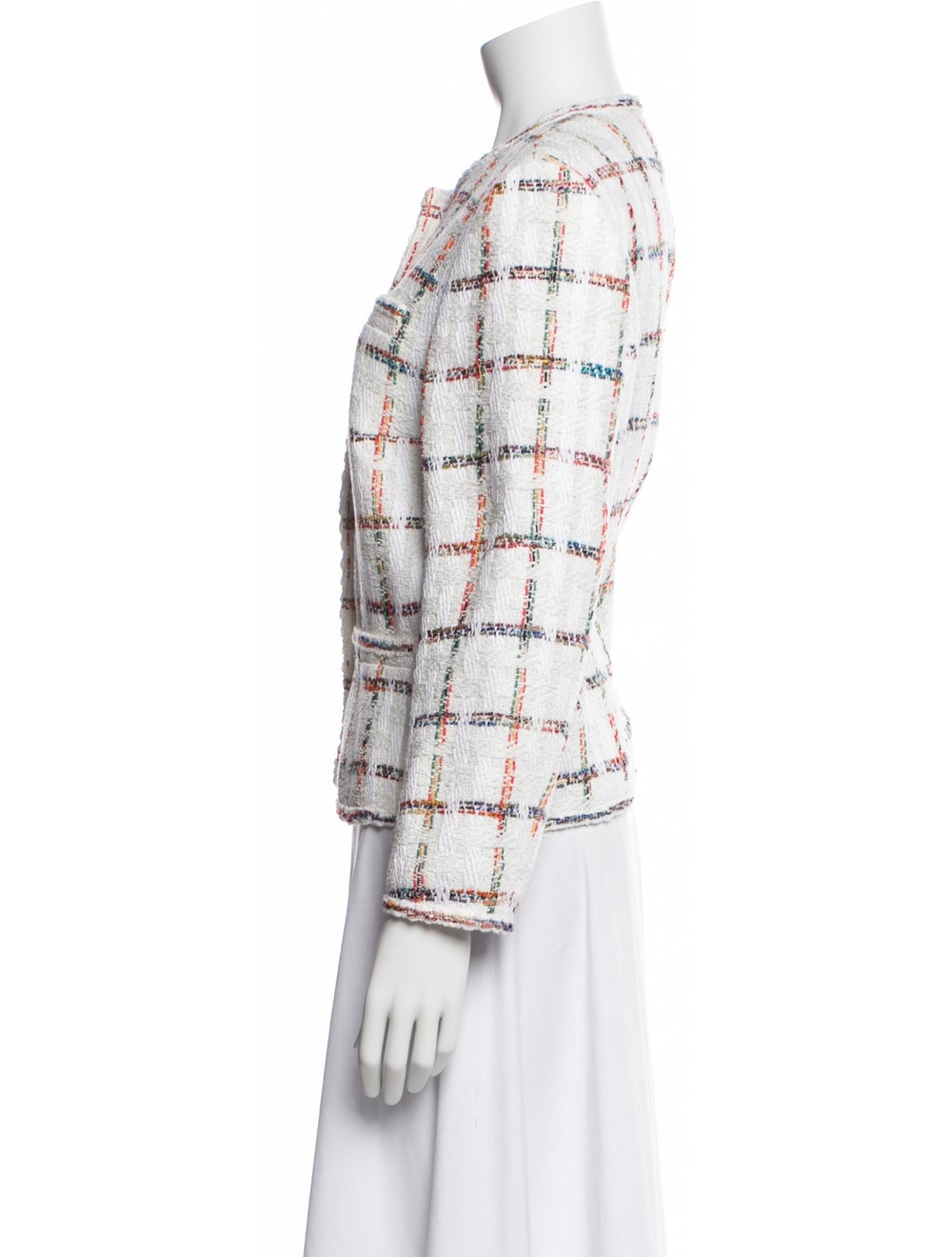 Escada Blazer White Tweed Pattern Embroidered Acc… - image 2