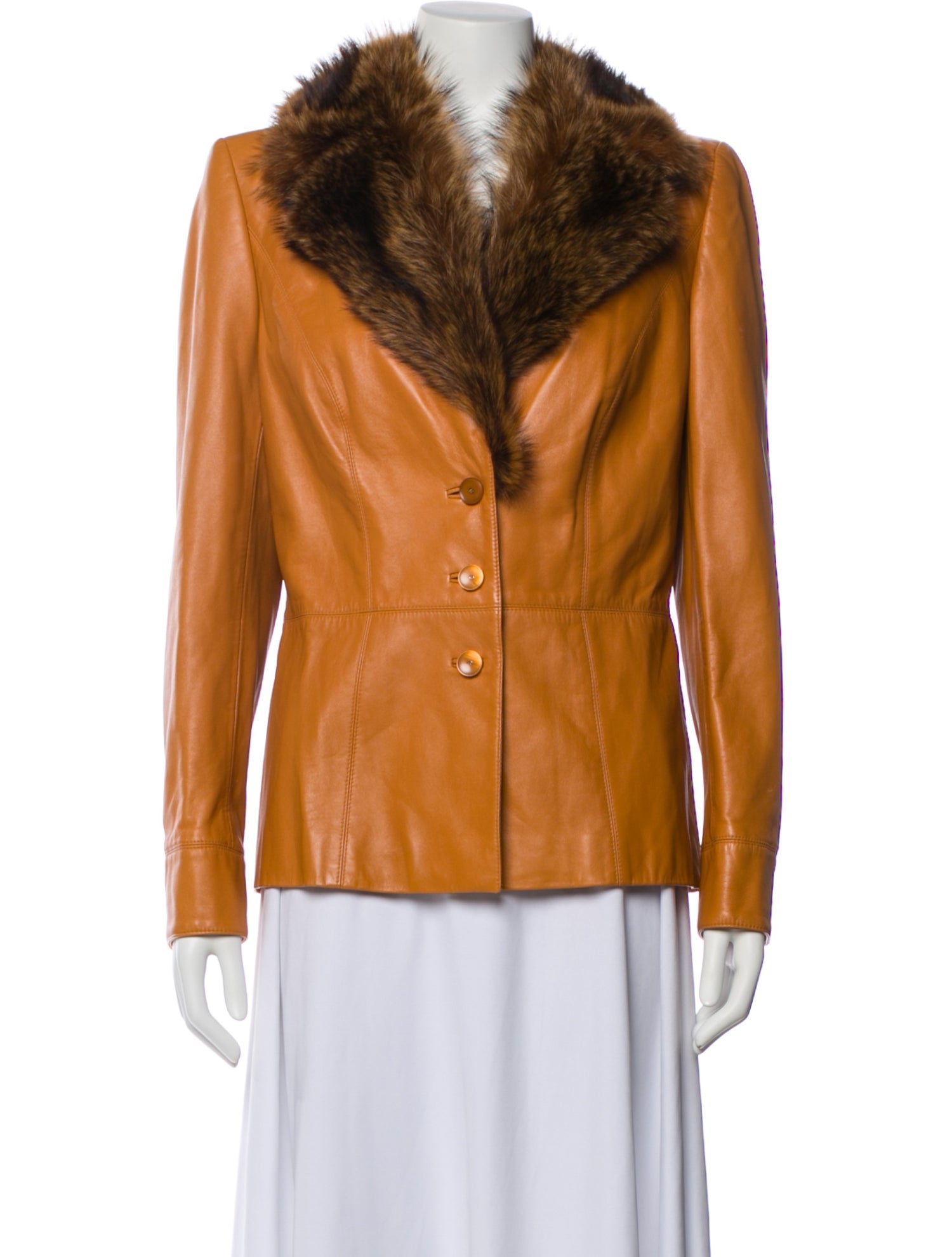 Escada Lambskin Colorblock Pattern Fur Jacket